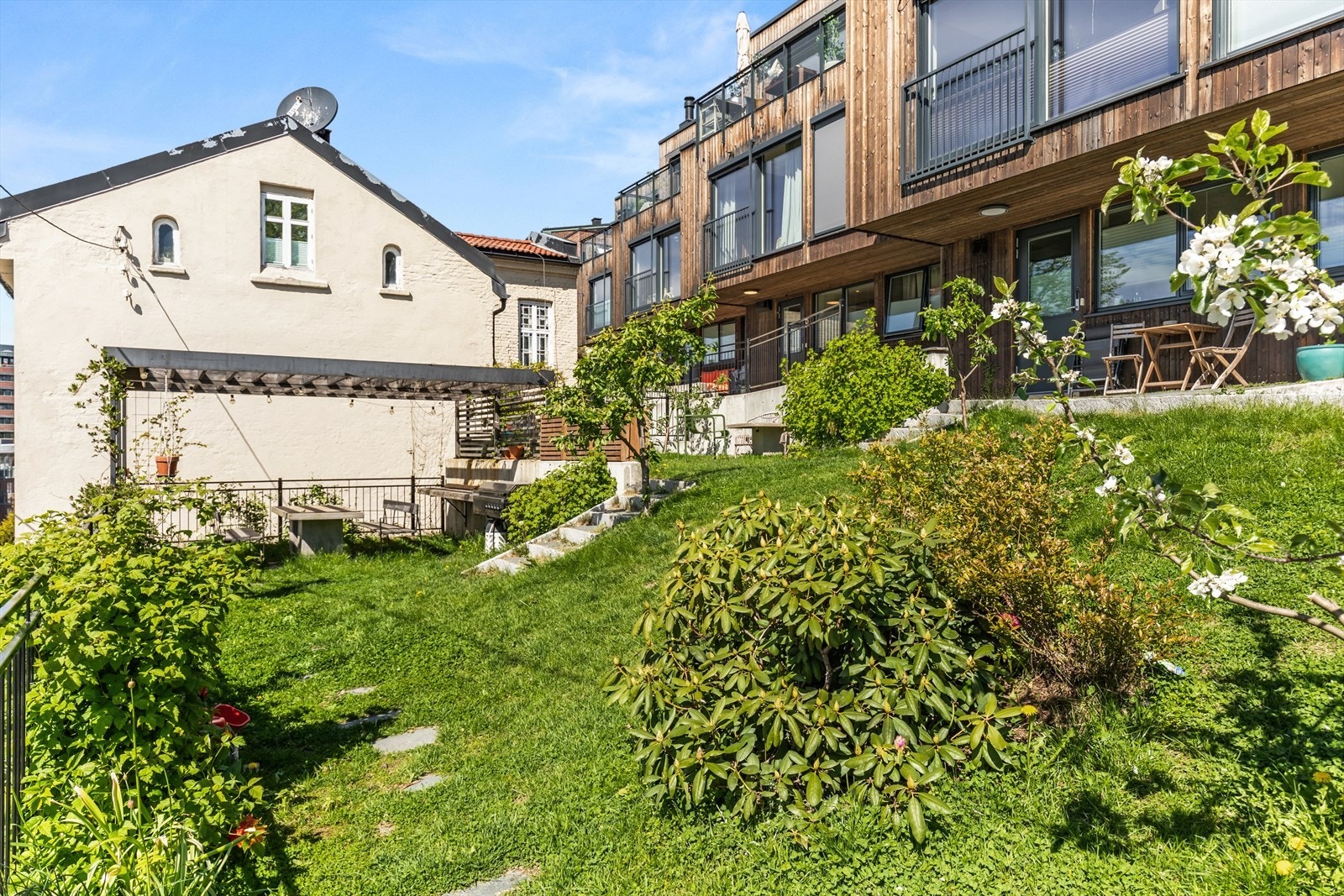 Felleshagen er solrik og frodig. Galleribilde