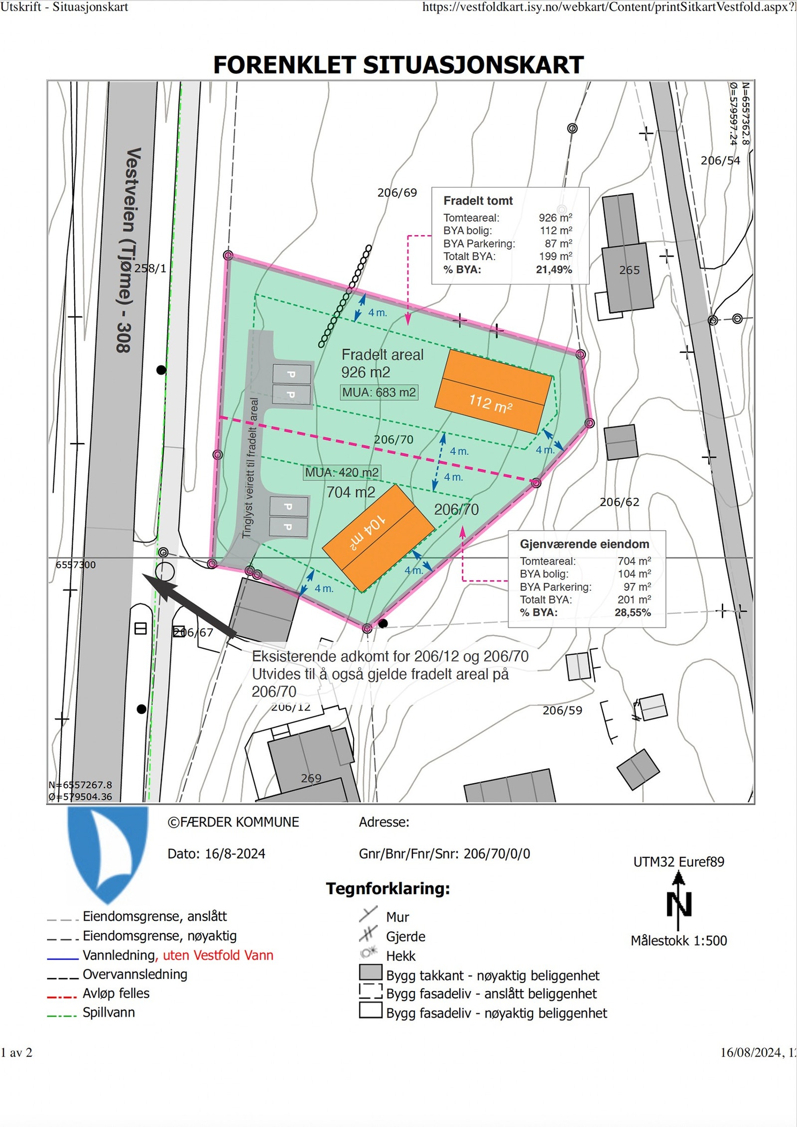 Situasjonskart - fradeling Galleribilde