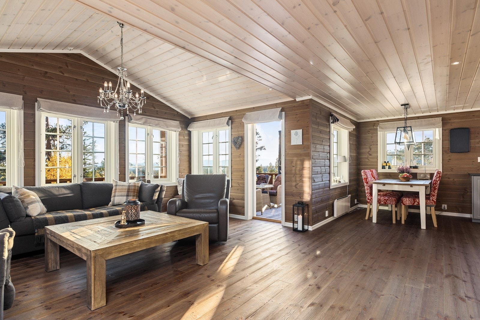 Fra stuen er det utgang til stor, delvis overbygget terrasse. Galleribilde