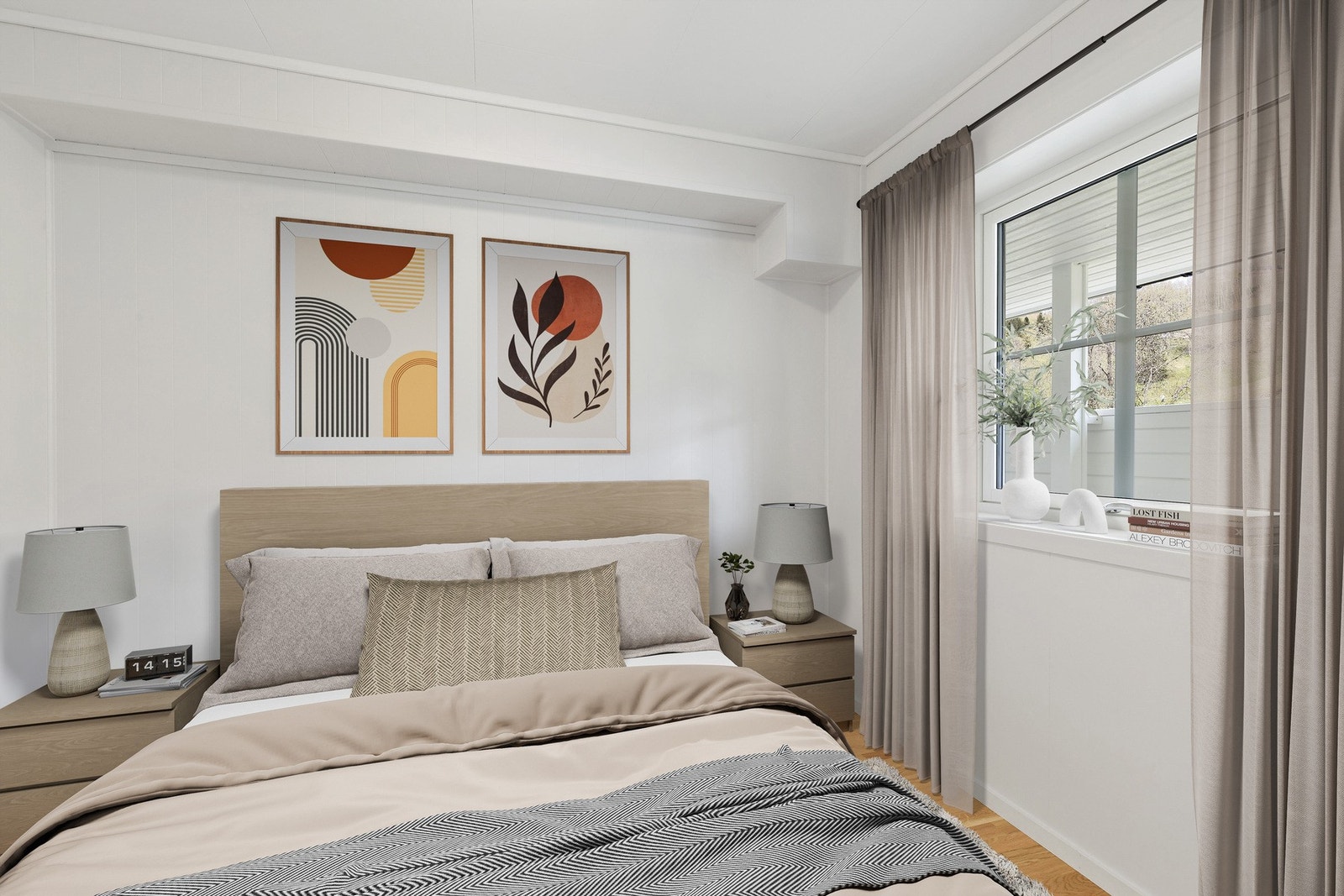 Leiligheten har 2 soverom - Soverom på 7,2 kvm. (Bildet har digital styling - Se målsatt plantegning). Galleribilde