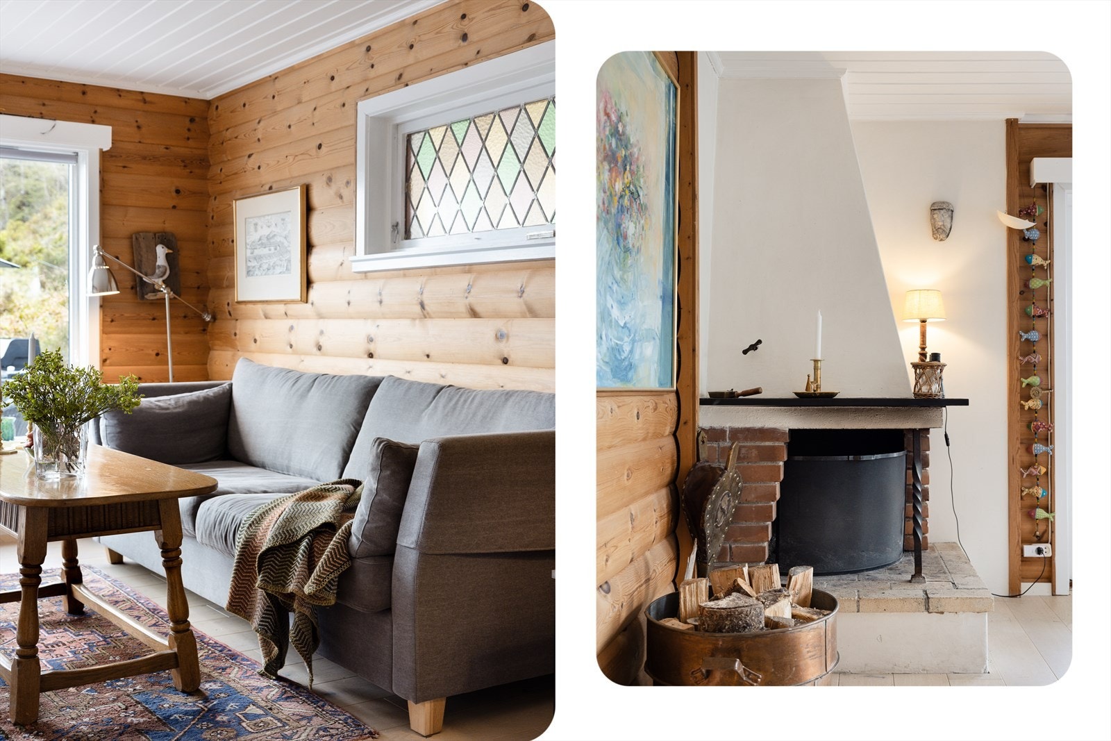 Koselig gruvepeis i stue som gir en god varme på kalde dager. Galleribilde