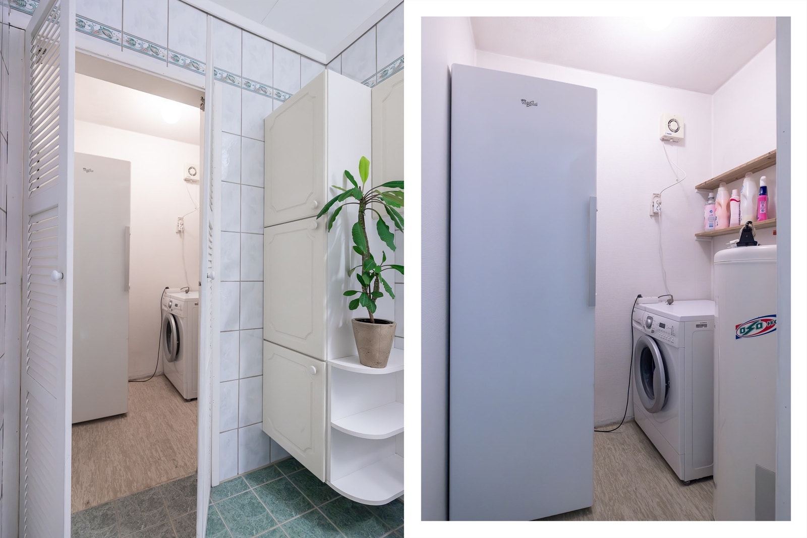 Praktisk med bad og vaskerom vegg i vegg Galleribilde