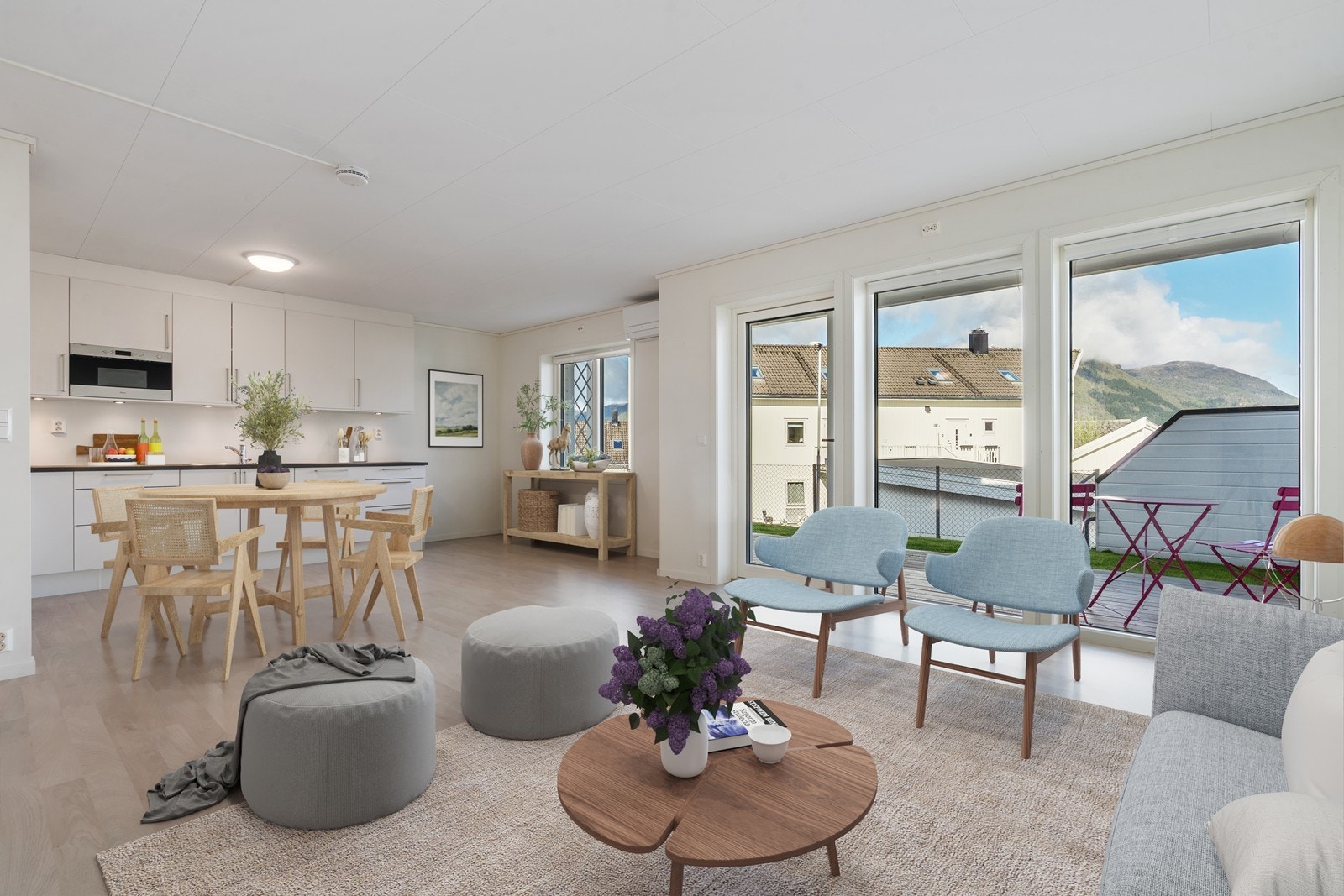 Stue er digitalt møblert Galleribilde