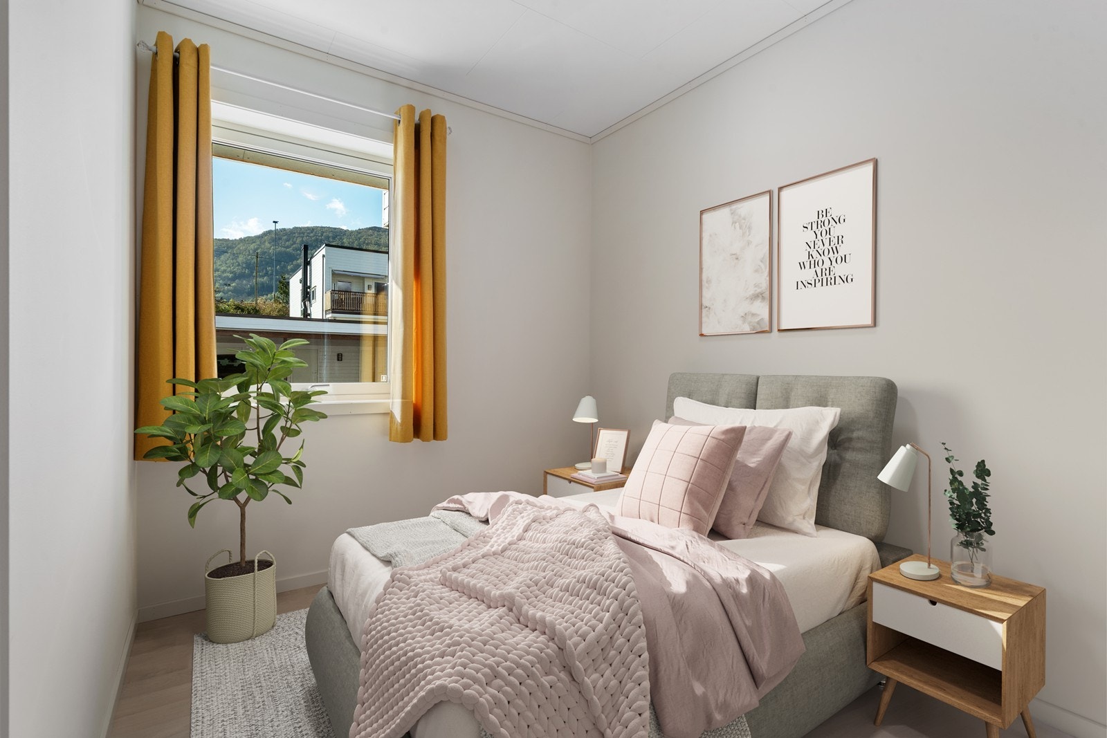 Soverom er digitalt møblert Galleribilde