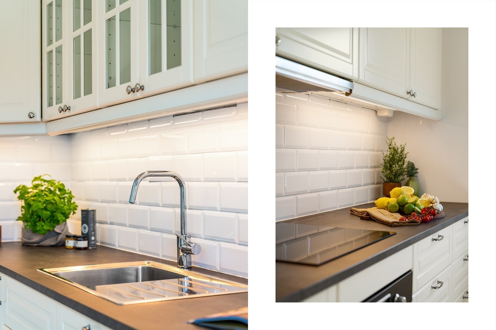 - Kjøkkenet har rikelig med lagringsplass i takhøye overskap og dype skuffer - Galleribilde