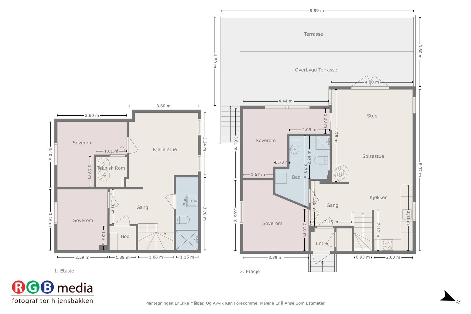 Plantegning begge etasjeplan. Galleribilde