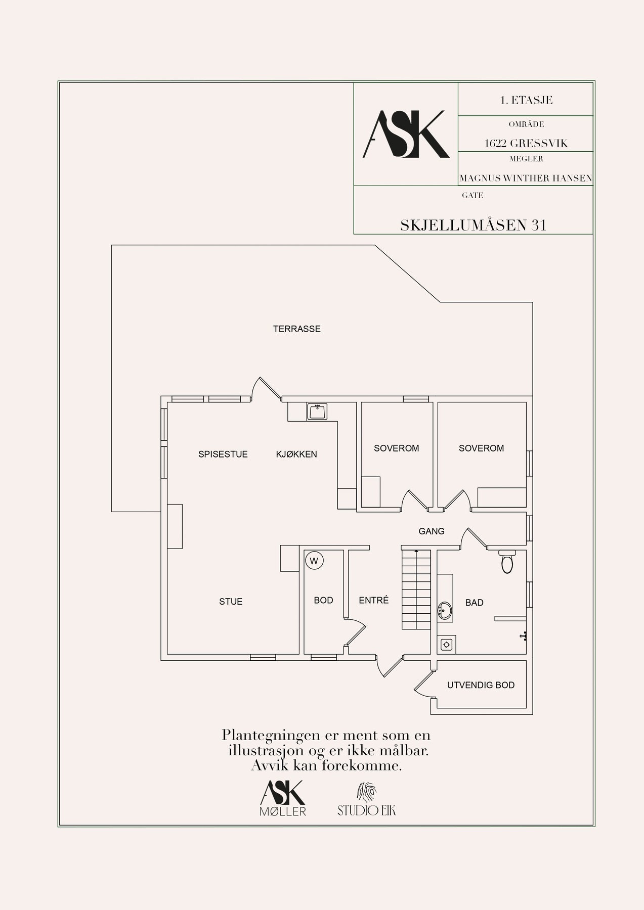 Plantegning 1. etasje Galleribilde