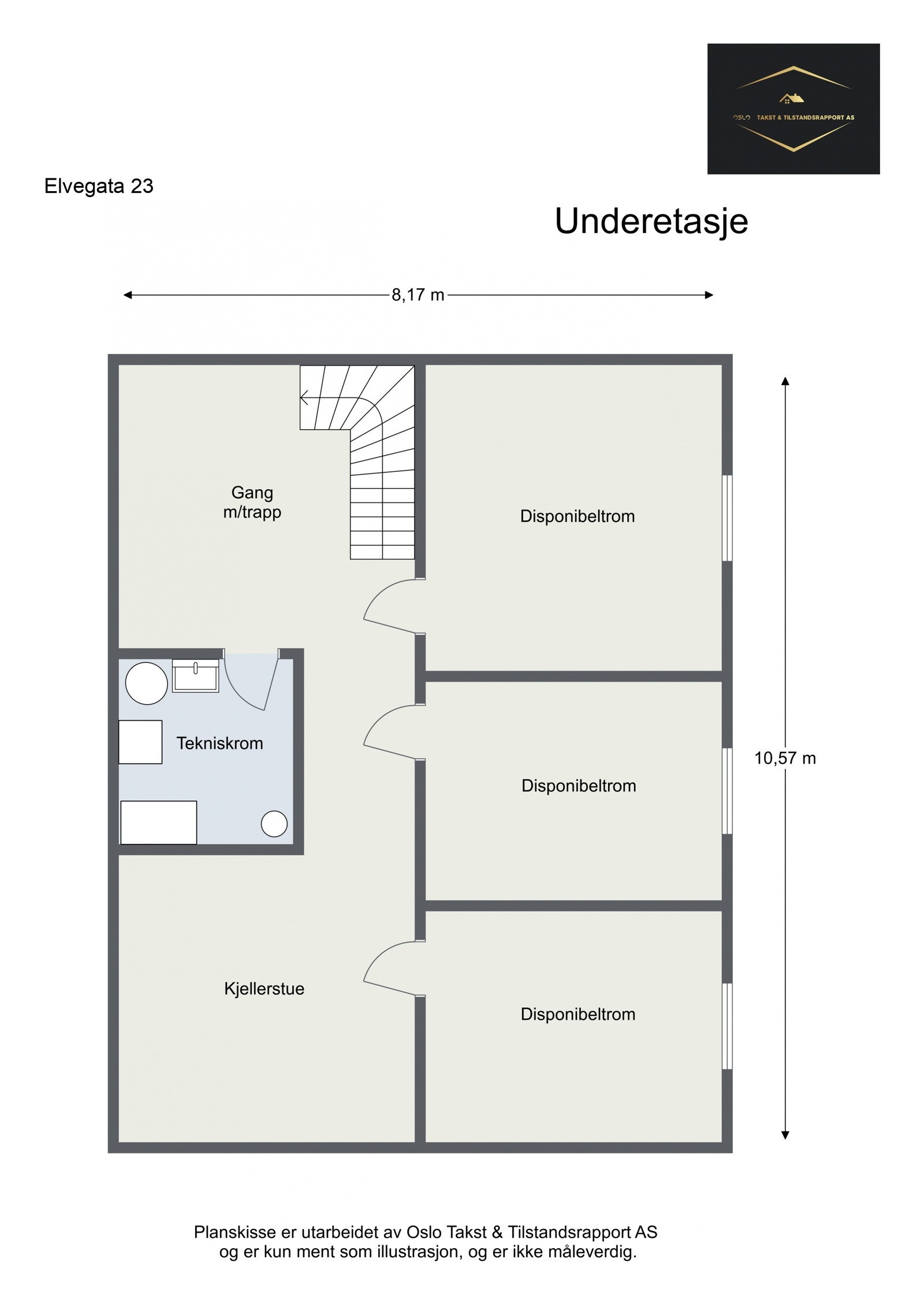 Planskisse - Elvegata 23 - Underetasje Galleribilde