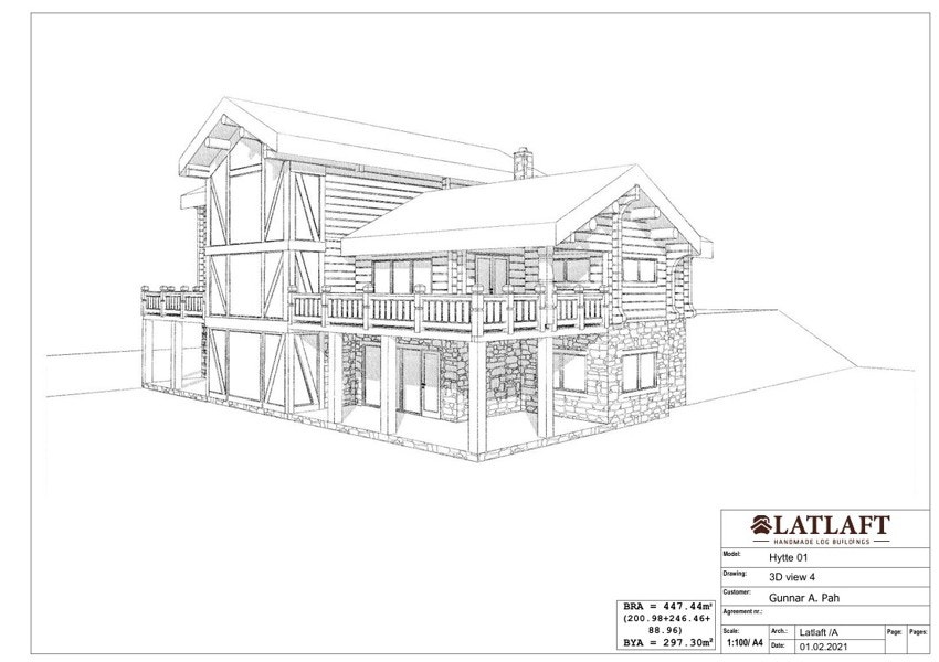 Tiltenkt hyttemodell med sokkel Galleribilde