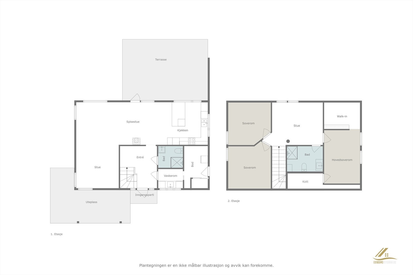 Plantegning 1. og 2. etasje Galleribilde