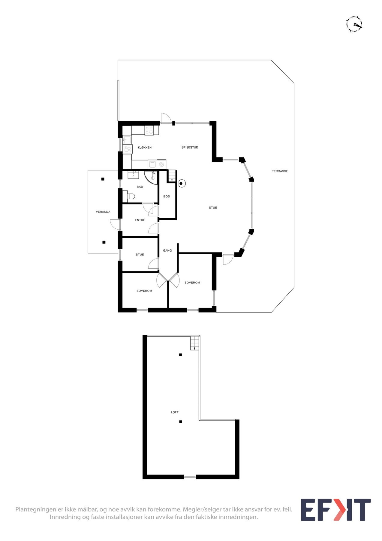 Plantegninger hytte med hems. Galleribilde