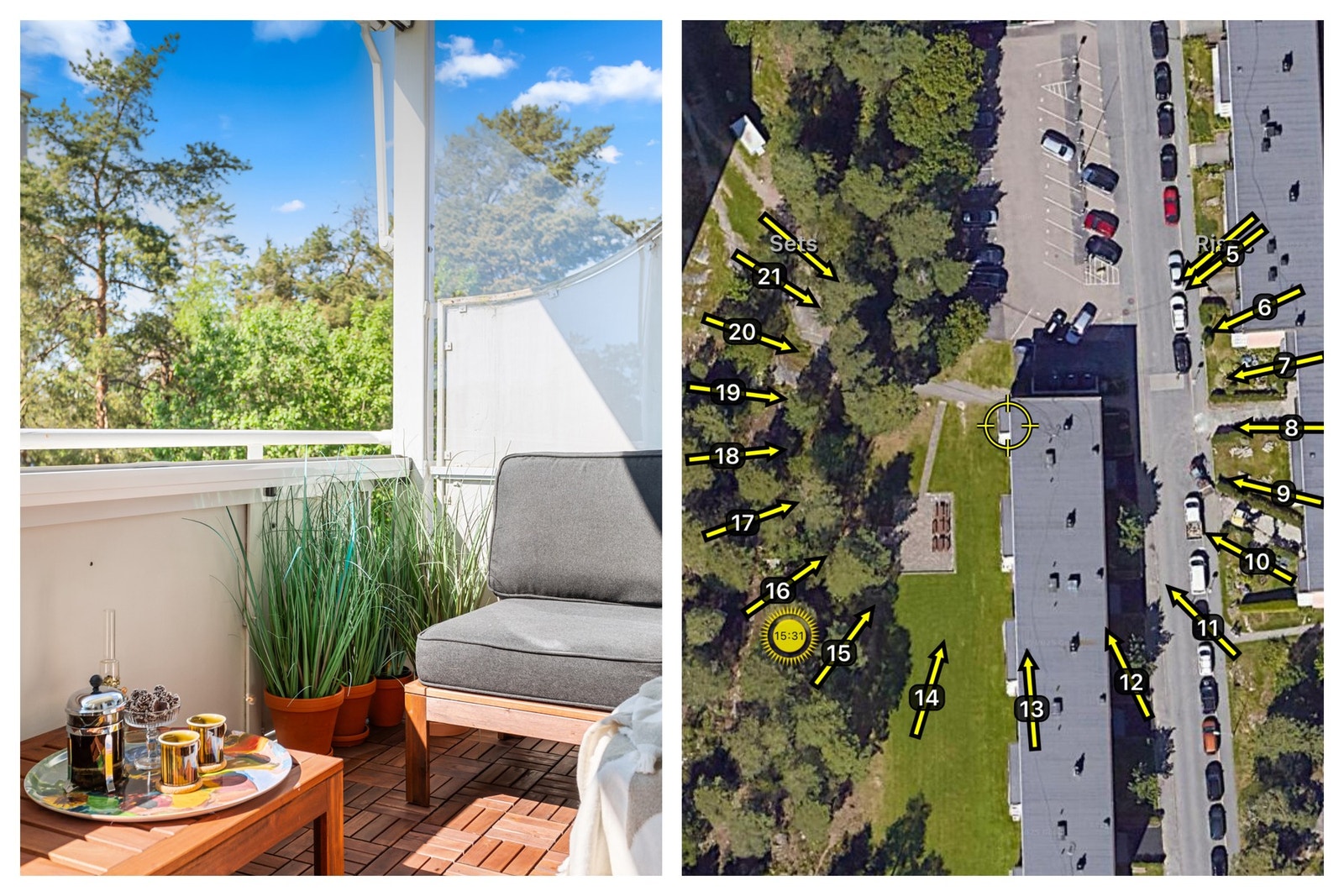 Balkongen er vestvendt, noe som gir flotte solforhold på dag- og kveldstid. Galleribilde