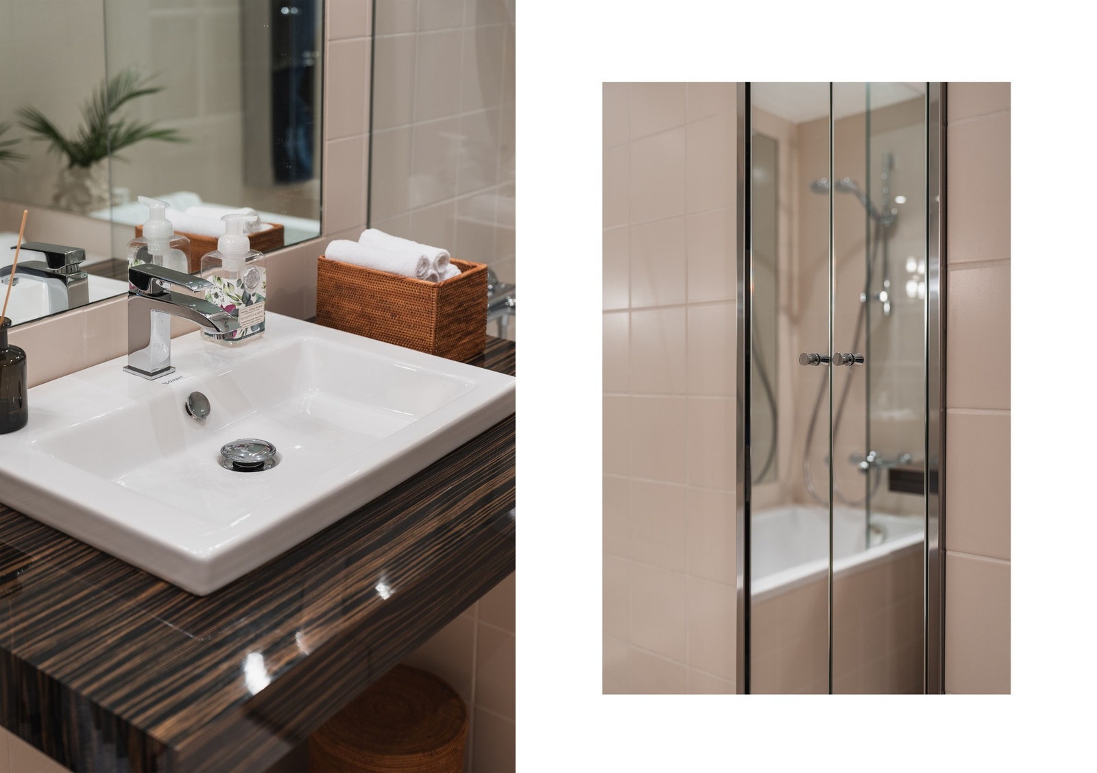 Badene er holdt i samme stil og materialvalg. Galleribilde