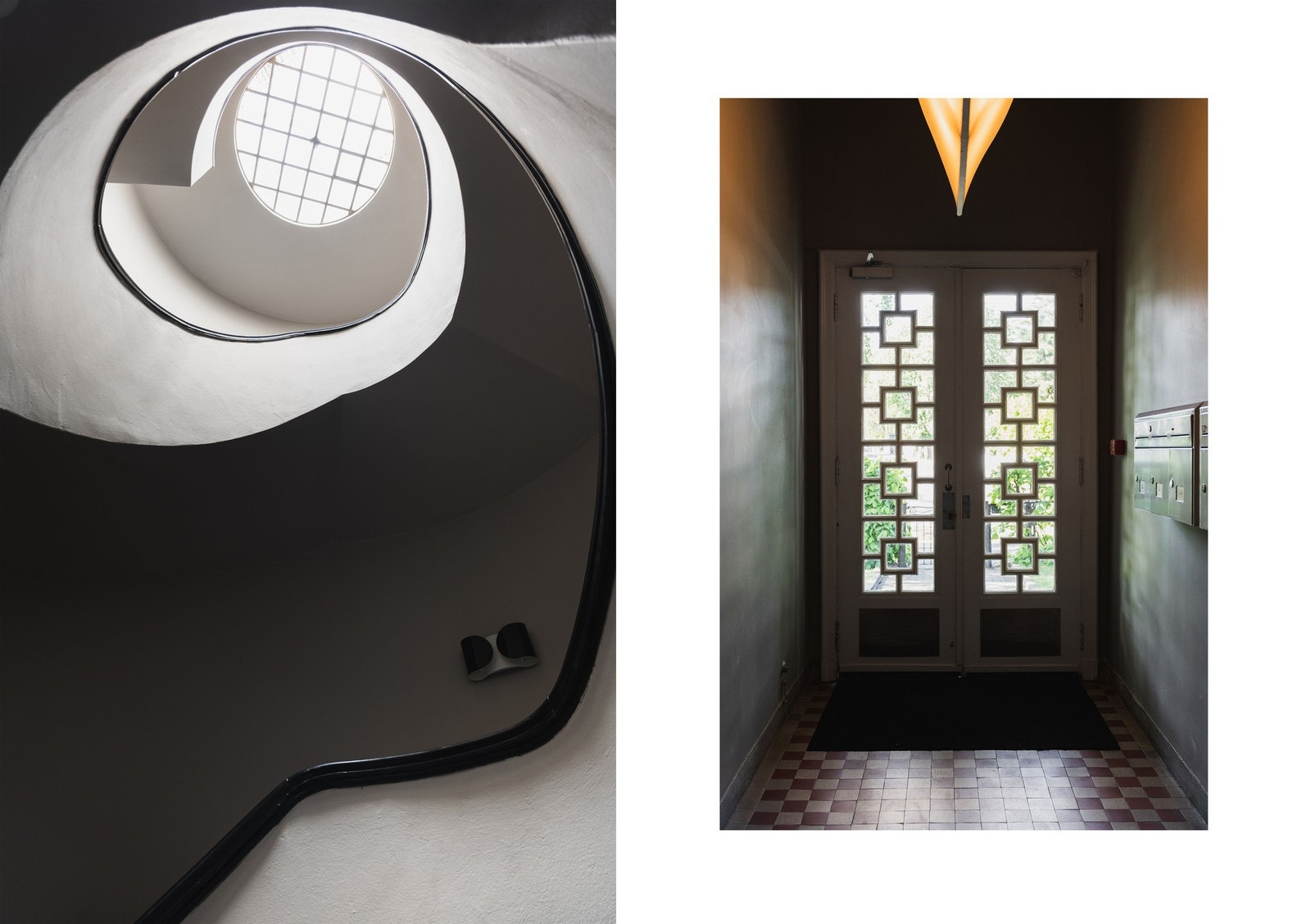 Byggets hovedtrapp er pusset opp i nyere tid og ikonisk utformet med flott overlysvindu. Galleribilde