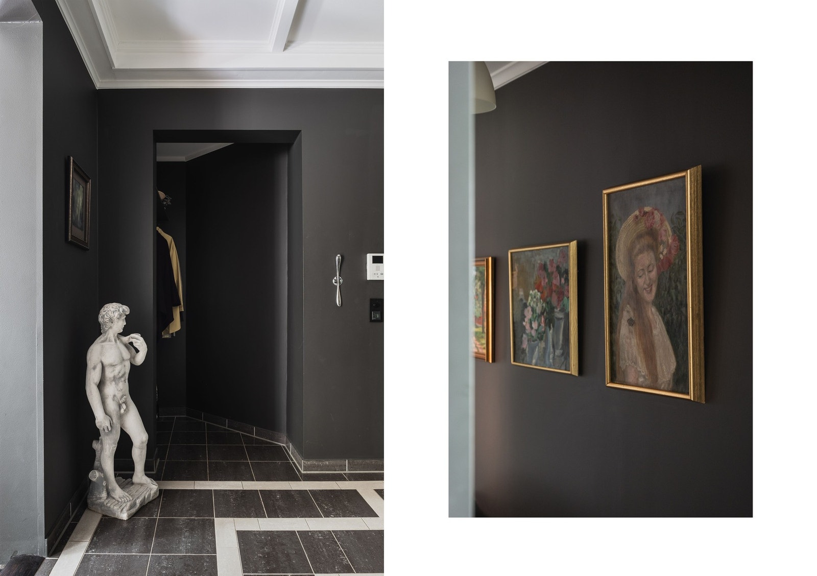 Skjermet garderobenisje med hyller og klesheng. Galleribilde