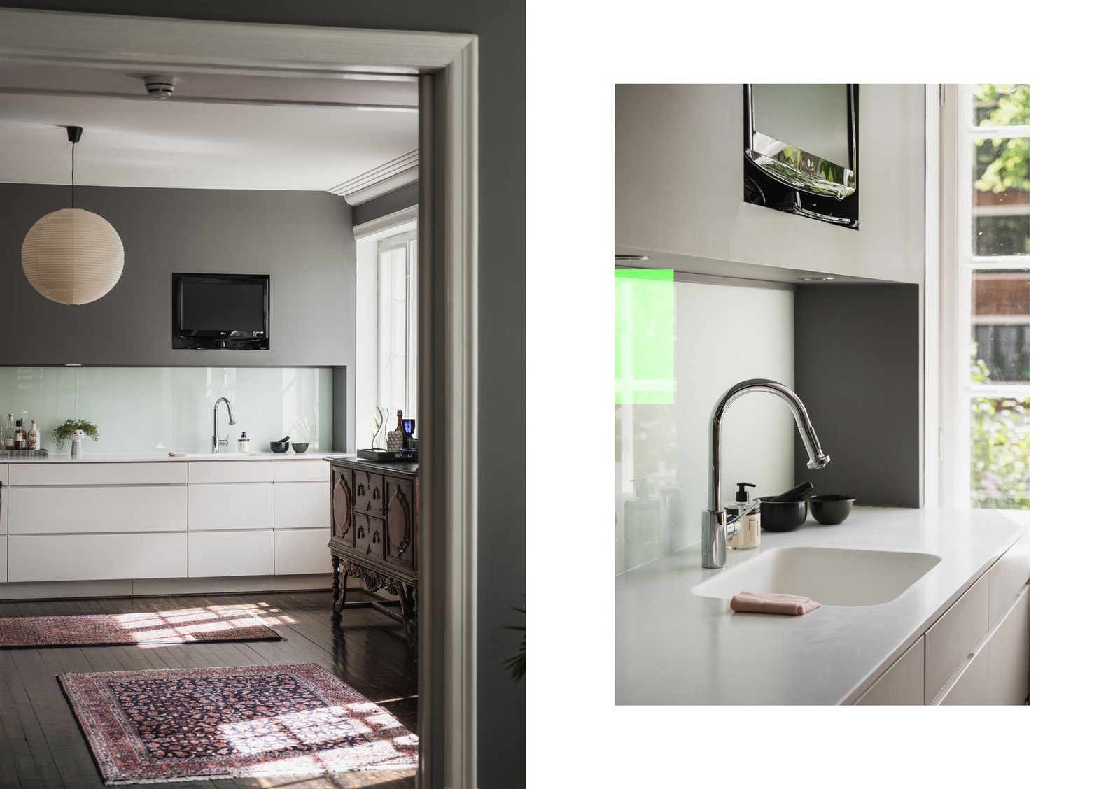 Benkeplaten er i helstøpt kompositt med integrert vaskekum. Galleribilde