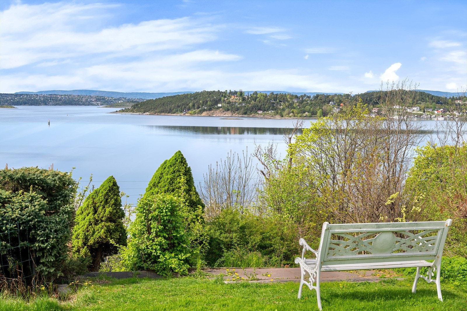 Pent opparbeidet fellesarealer med plen og prydbusker Galleribilde
