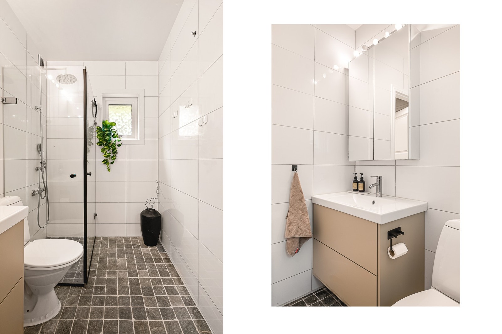 Flislagt bad med varme i gulv Galleribilde