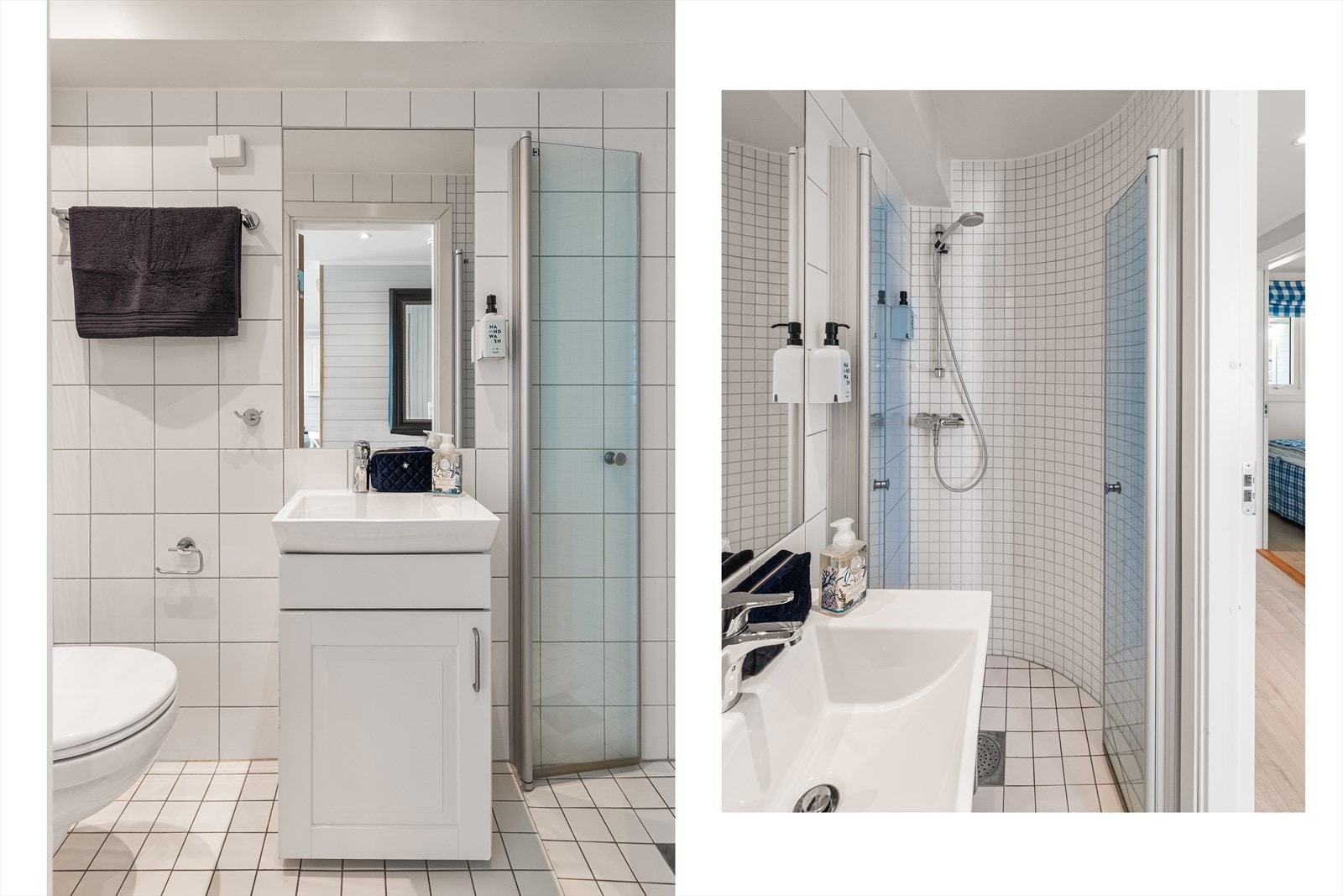 Leiligheten har to flotte og lyse bad, hvorav det ene har dusjhjørne og det andre har badekar. Galleribilde