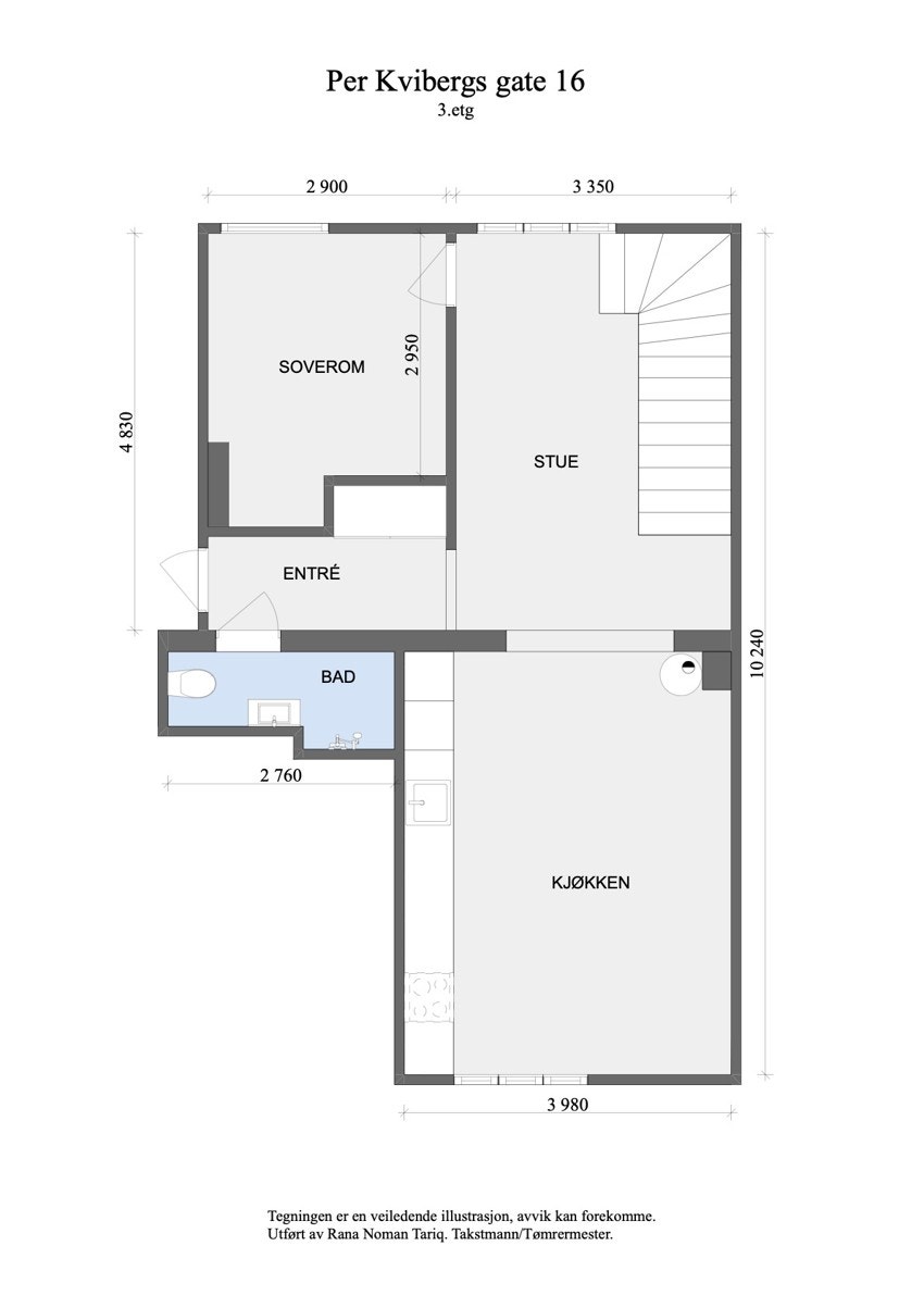 Plantegning av leilighetens 1. plan(3. etasje). Galleribilde