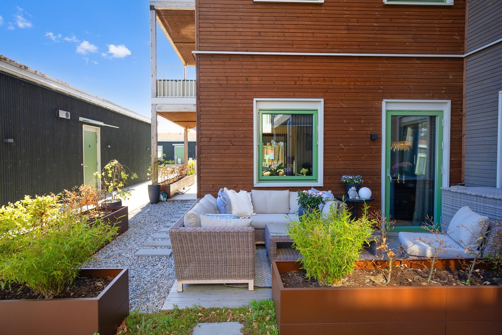 De flotte uteplassene blir en fin forlengelse av de innvendige rommene. Galleribilde