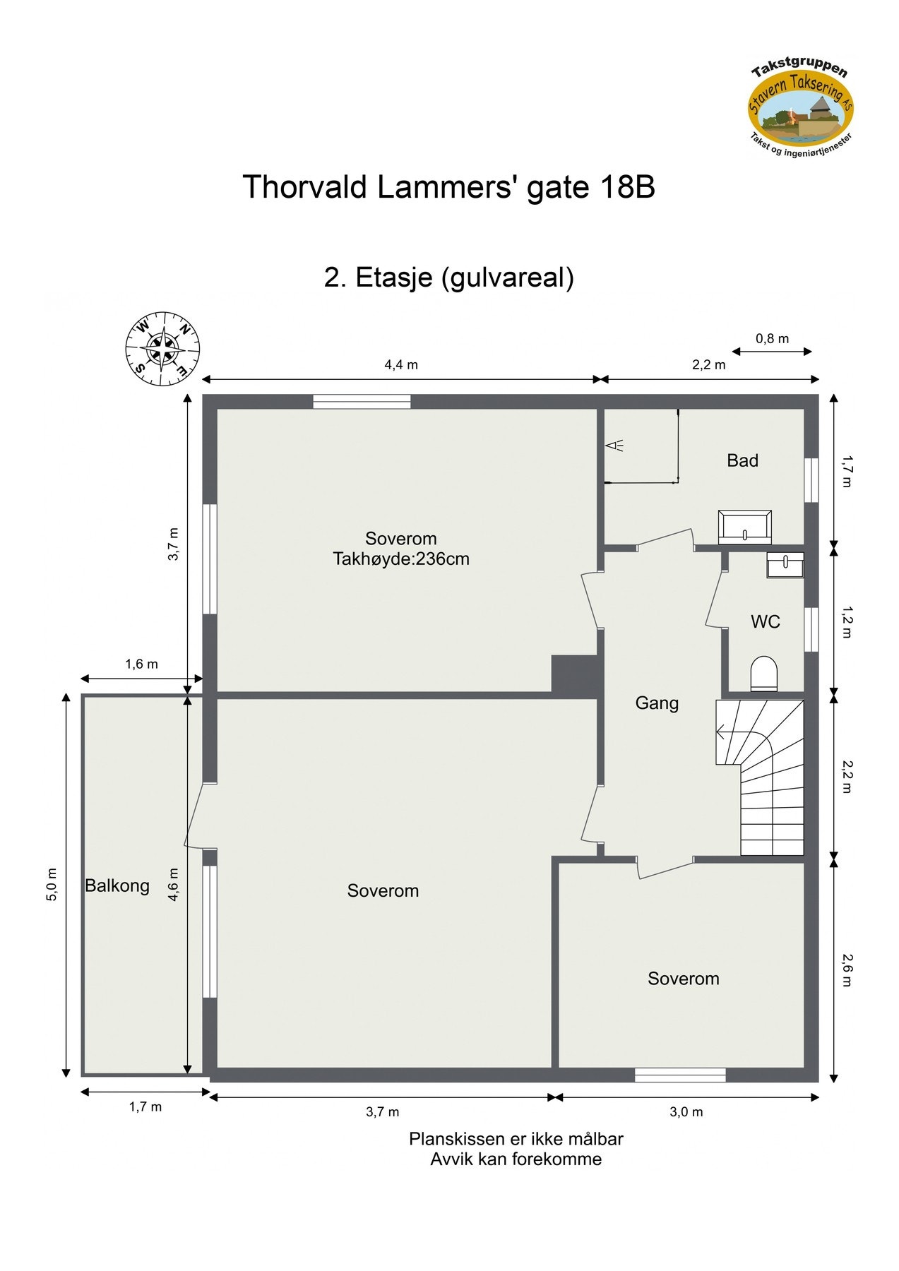 Oppmålt planløsning 2. etasje Galleribilde