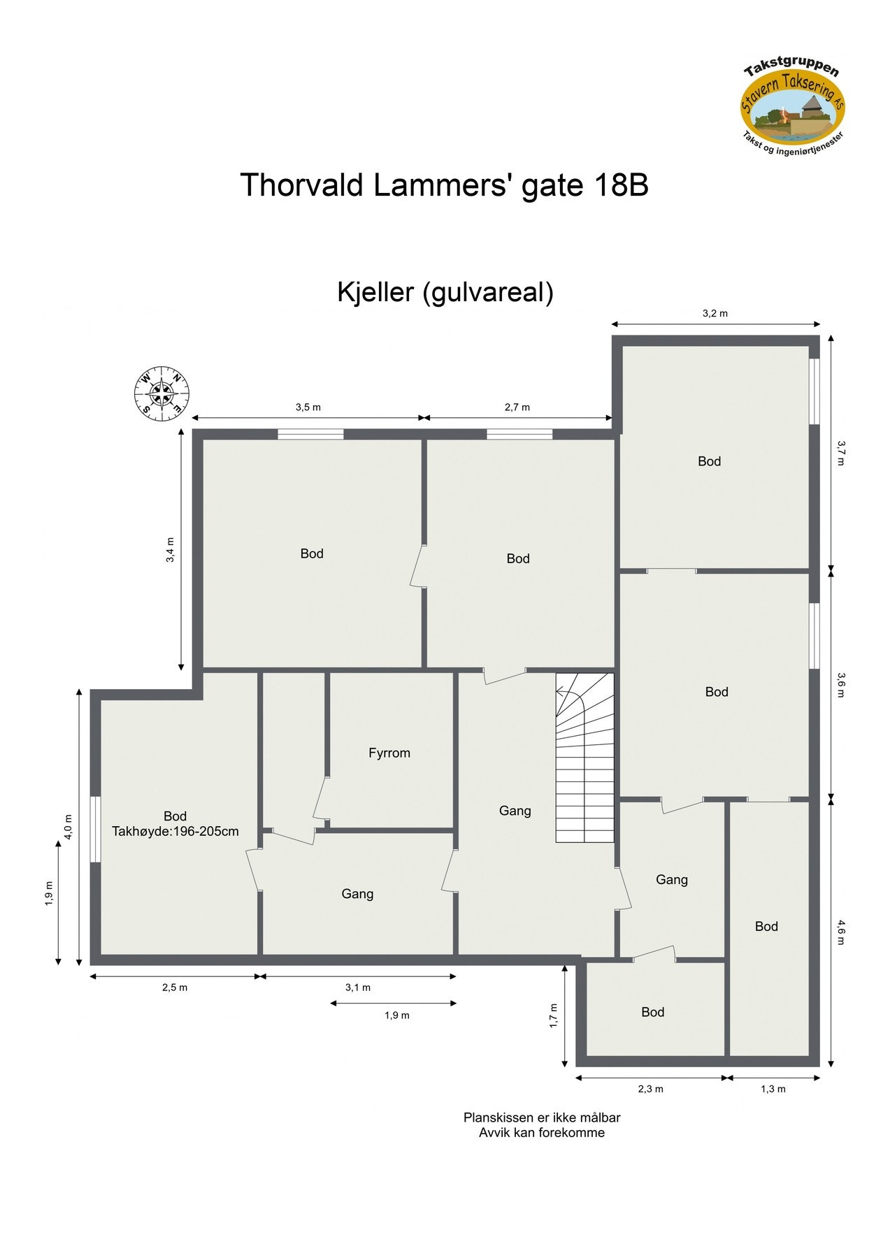 Oppmålt planløsning kjeller etasje Galleribilde