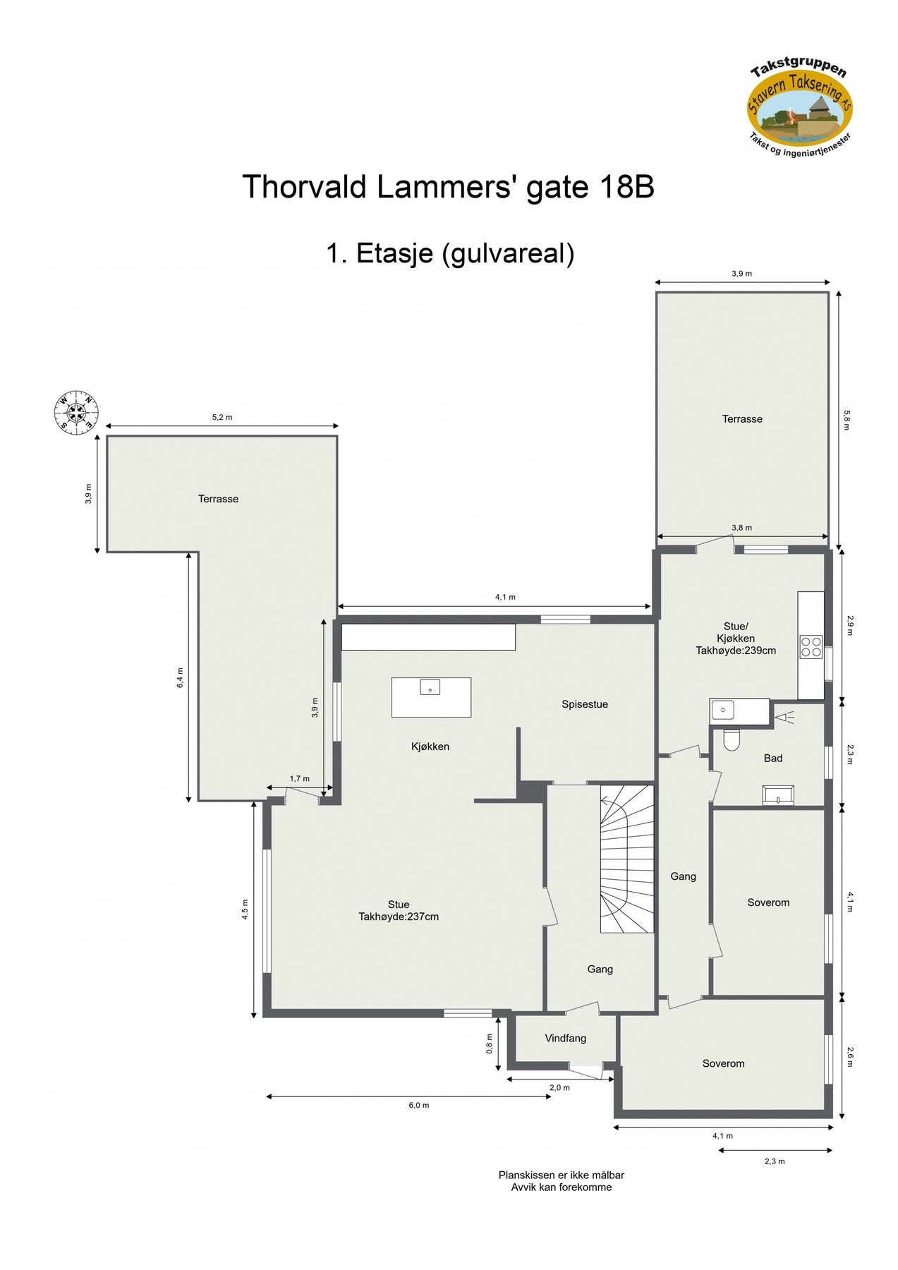 Oppmålt planløsning 1. etasje Galleribilde