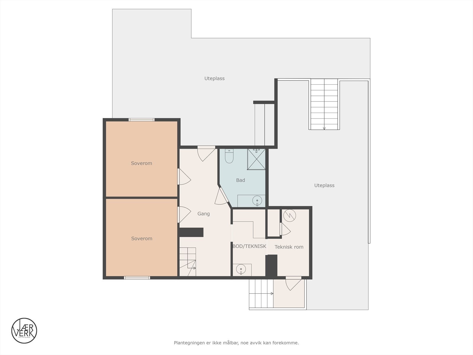 Plantegning kjeller. Hele etasjen har varmekabler i gulv. Galleribilde