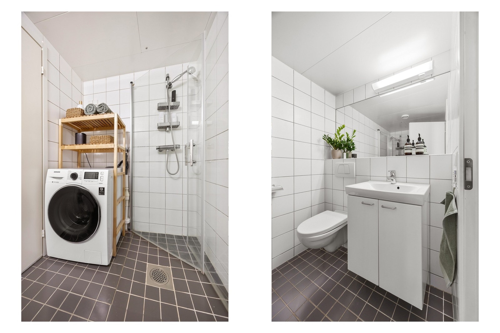 Badet er også av god størrelse, med romslig dusj og plass til vaskemaskin. Galleribilde