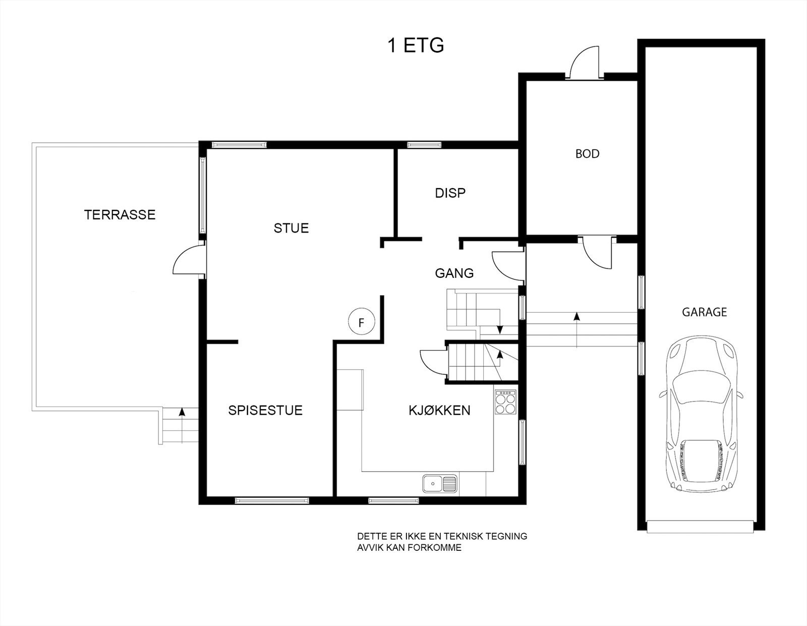 Plantegning 1. etasje, 2D. Galleribilde