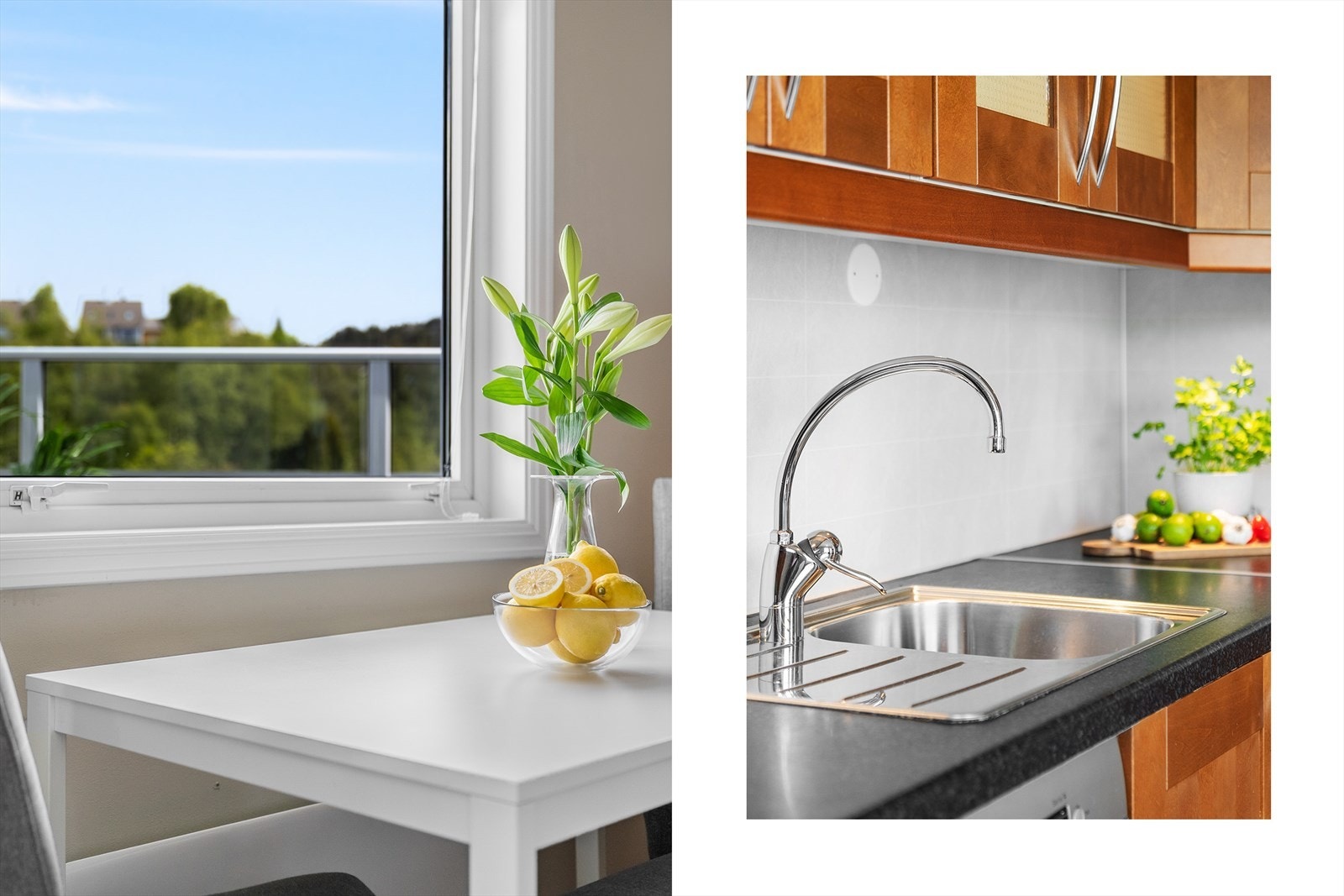 - Kjøkkenet har rikelig med lagringsplass i skuffer og takhøye overskap - Galleribilde