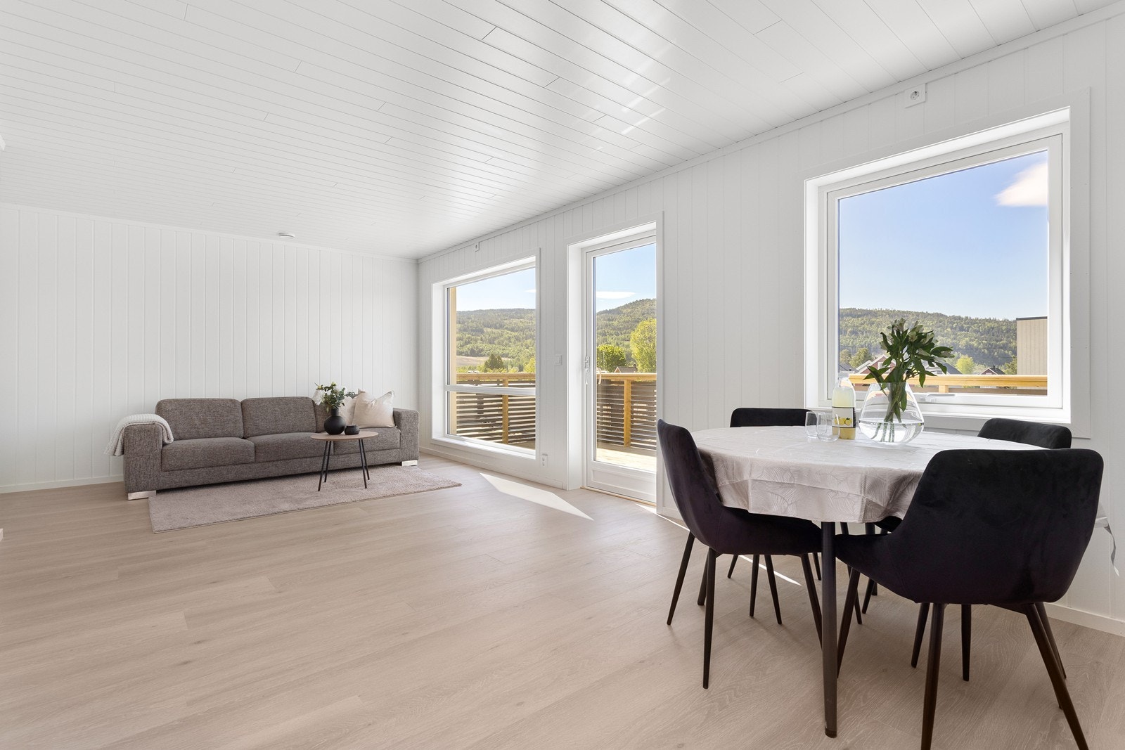 Her er det gode møbleringsmuligheter med god plass til både sofa- og spisegruppe. Galleribilde