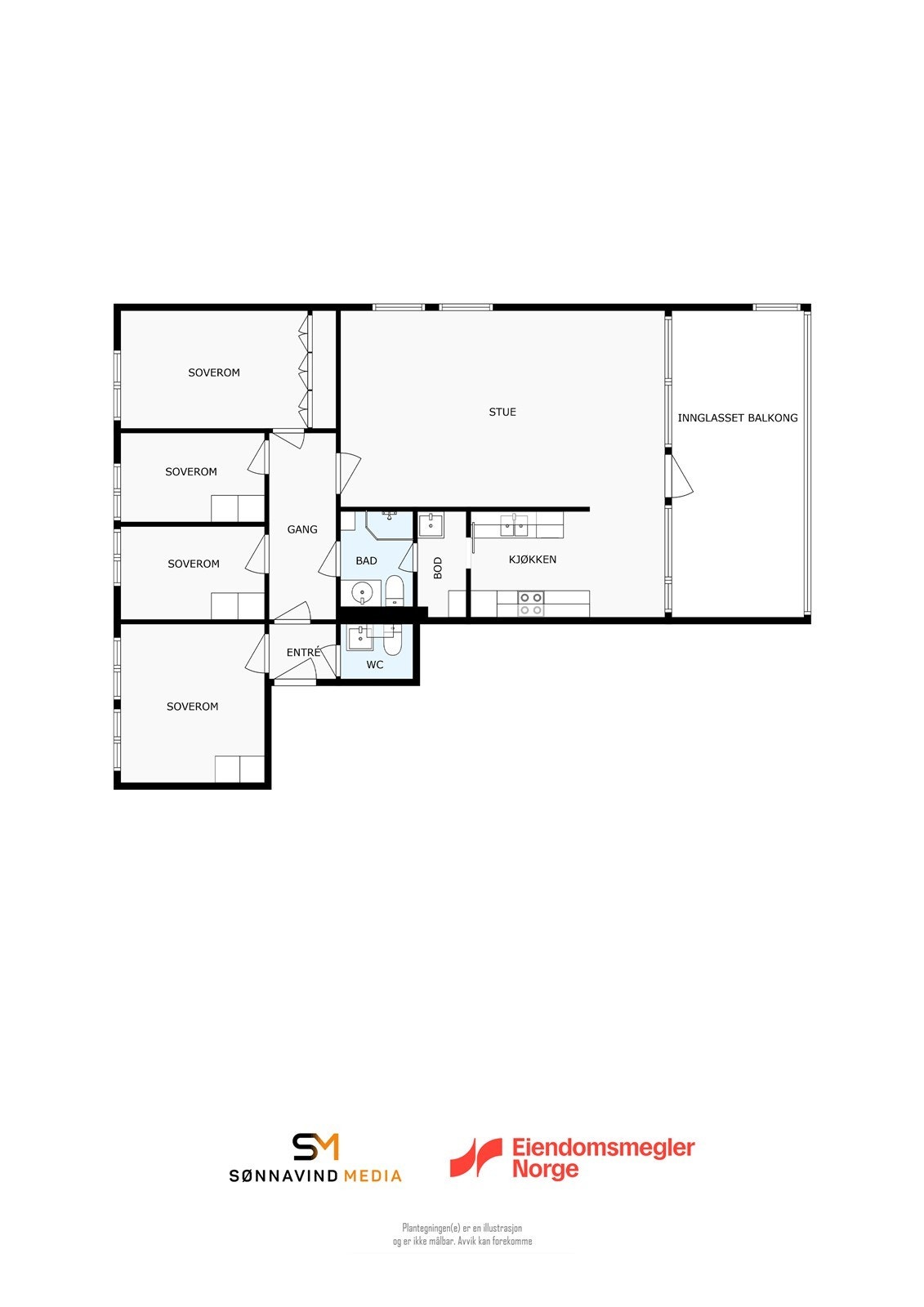 Plantegning over hele leiligheten Galleribilde