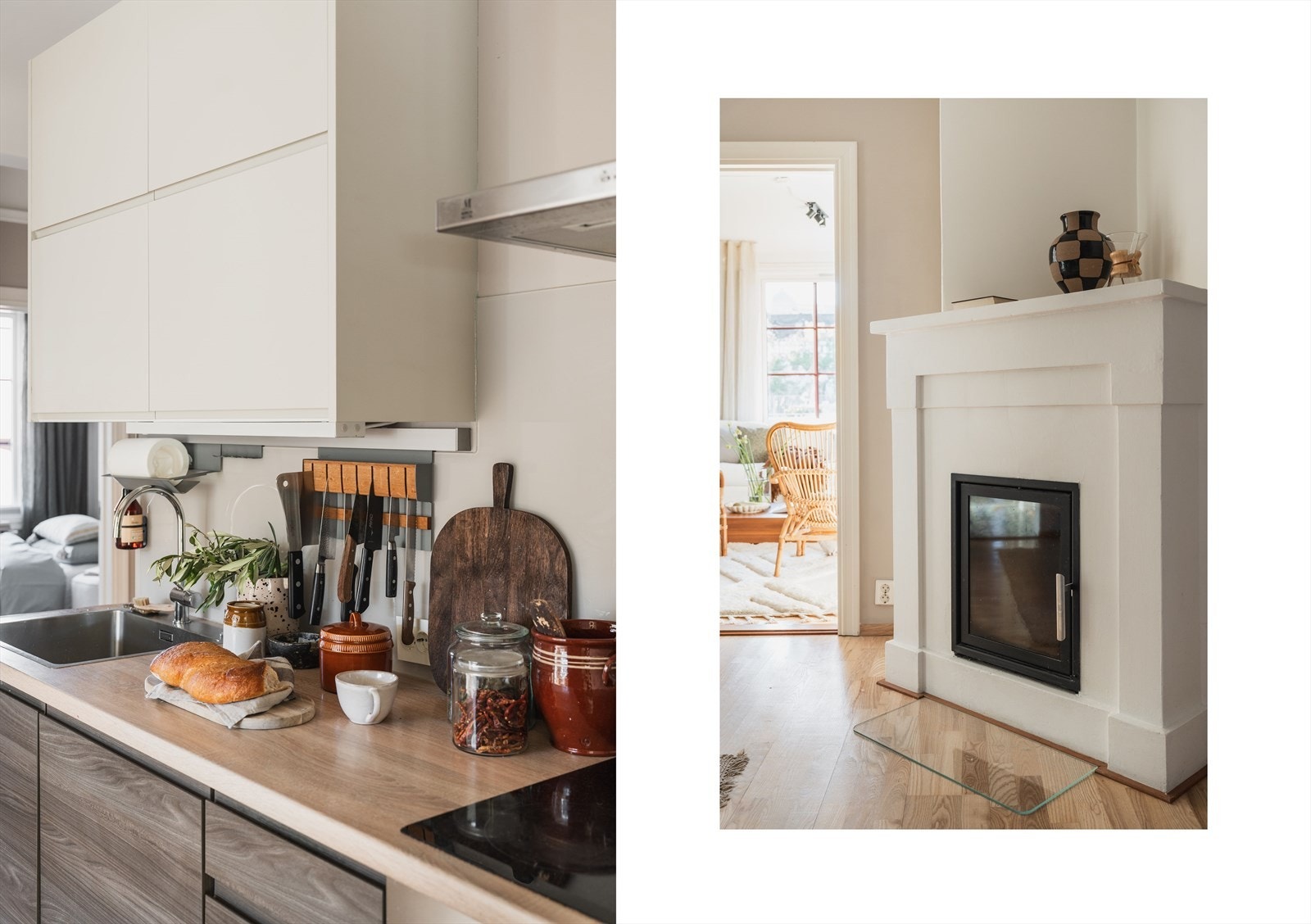 Lekkert kjøkken fra 2015 med hjørnepeis Galleribilde