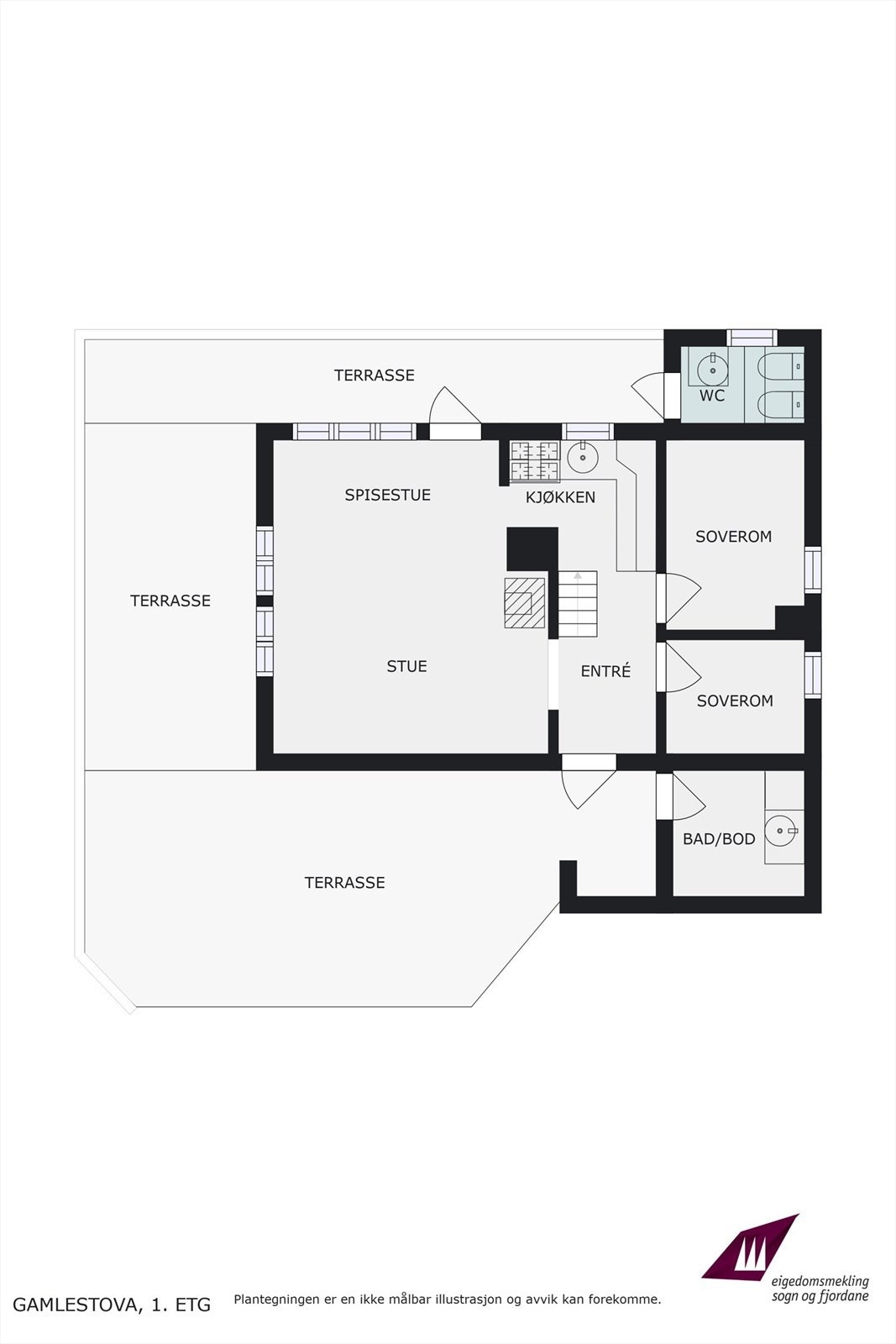 Planteikning 1. etasje - gamlestova Galleribilde