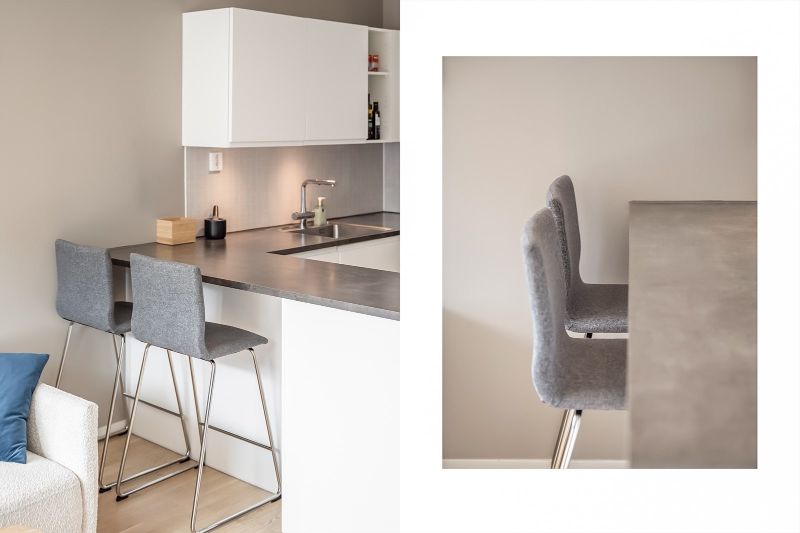 Praktisk spisegruppe integrert i kjøkkenøyen. Galleribilde