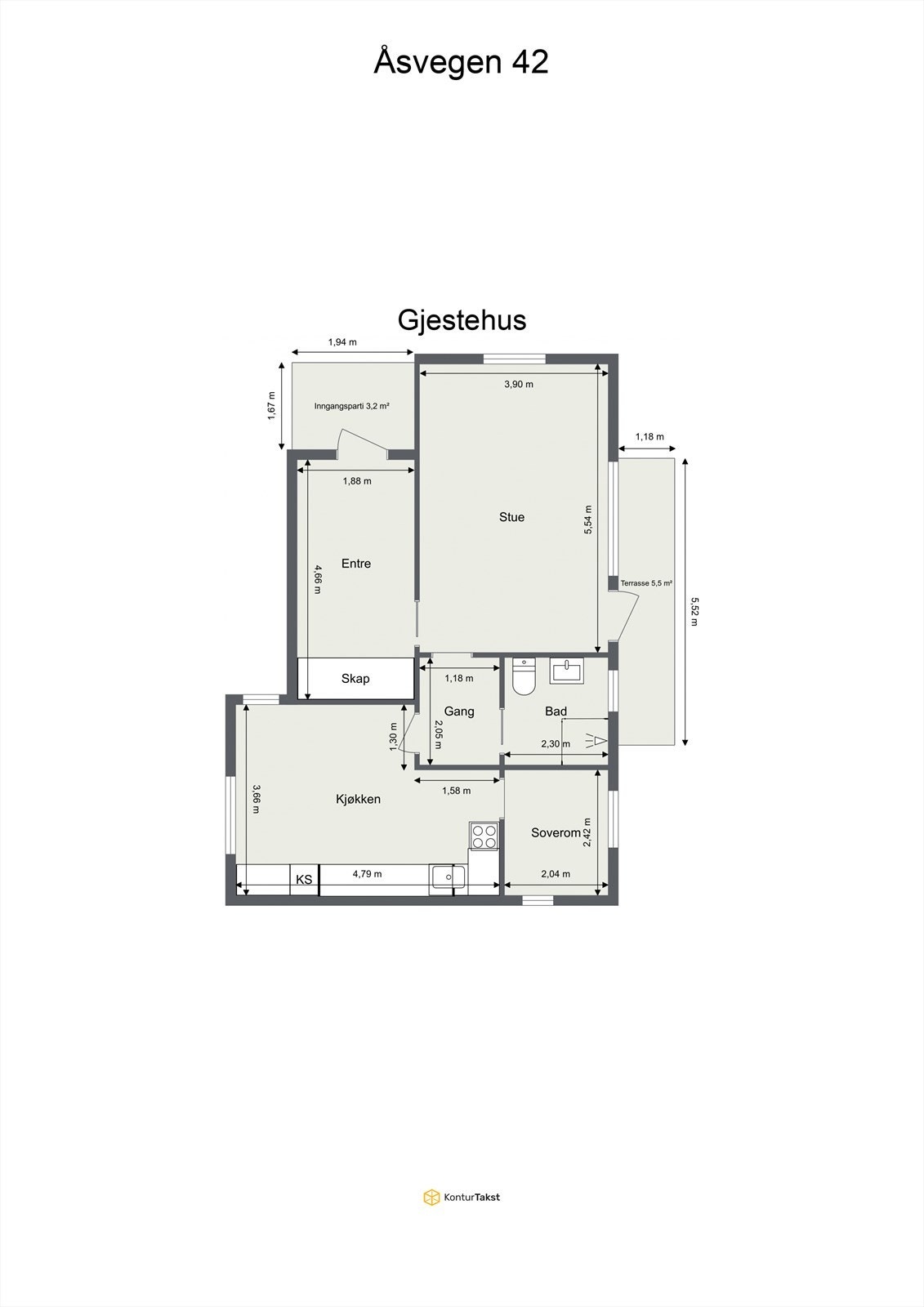Plantegning fritidsbolig 1 Galleribilde