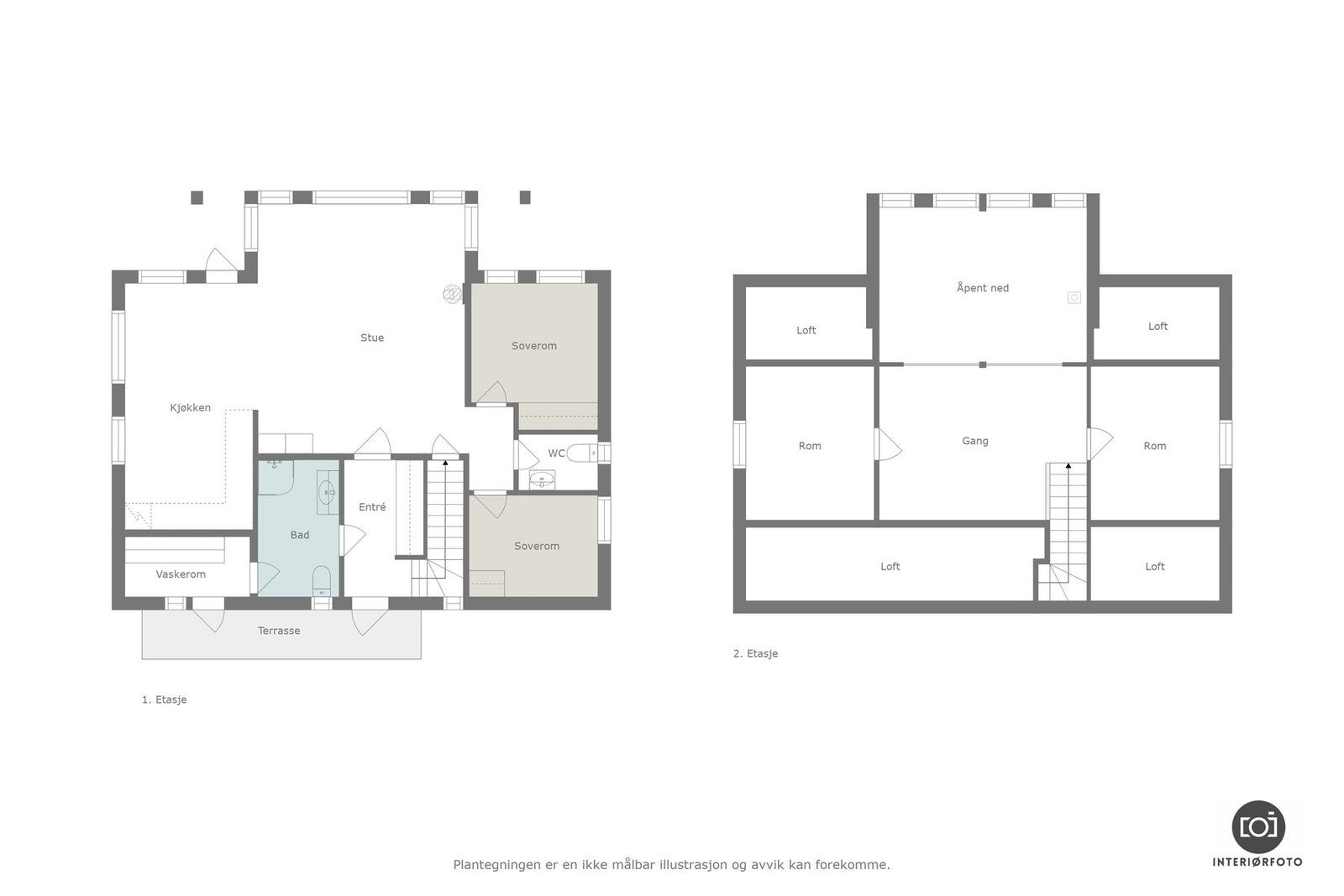 Plantegning begge etasjer Galleribilde