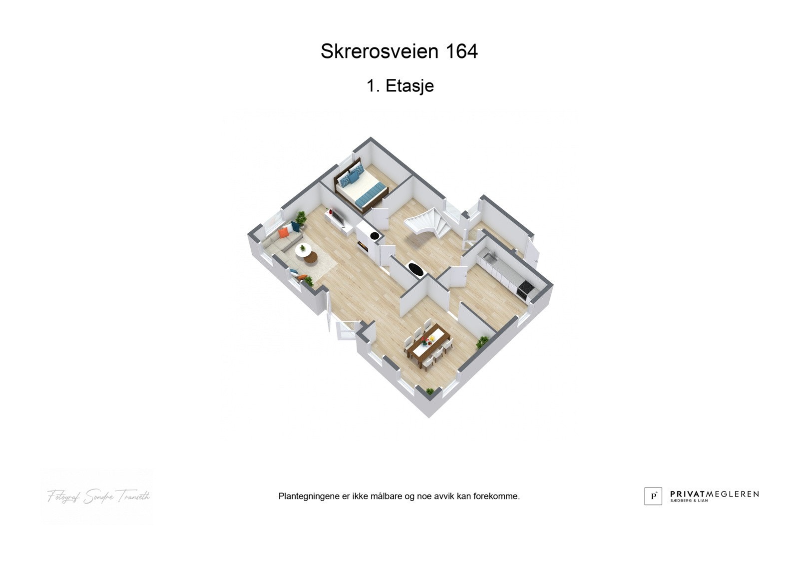 3D plantegning første etasje, ikke målsatt - kun en illustrasjon Galleribilde