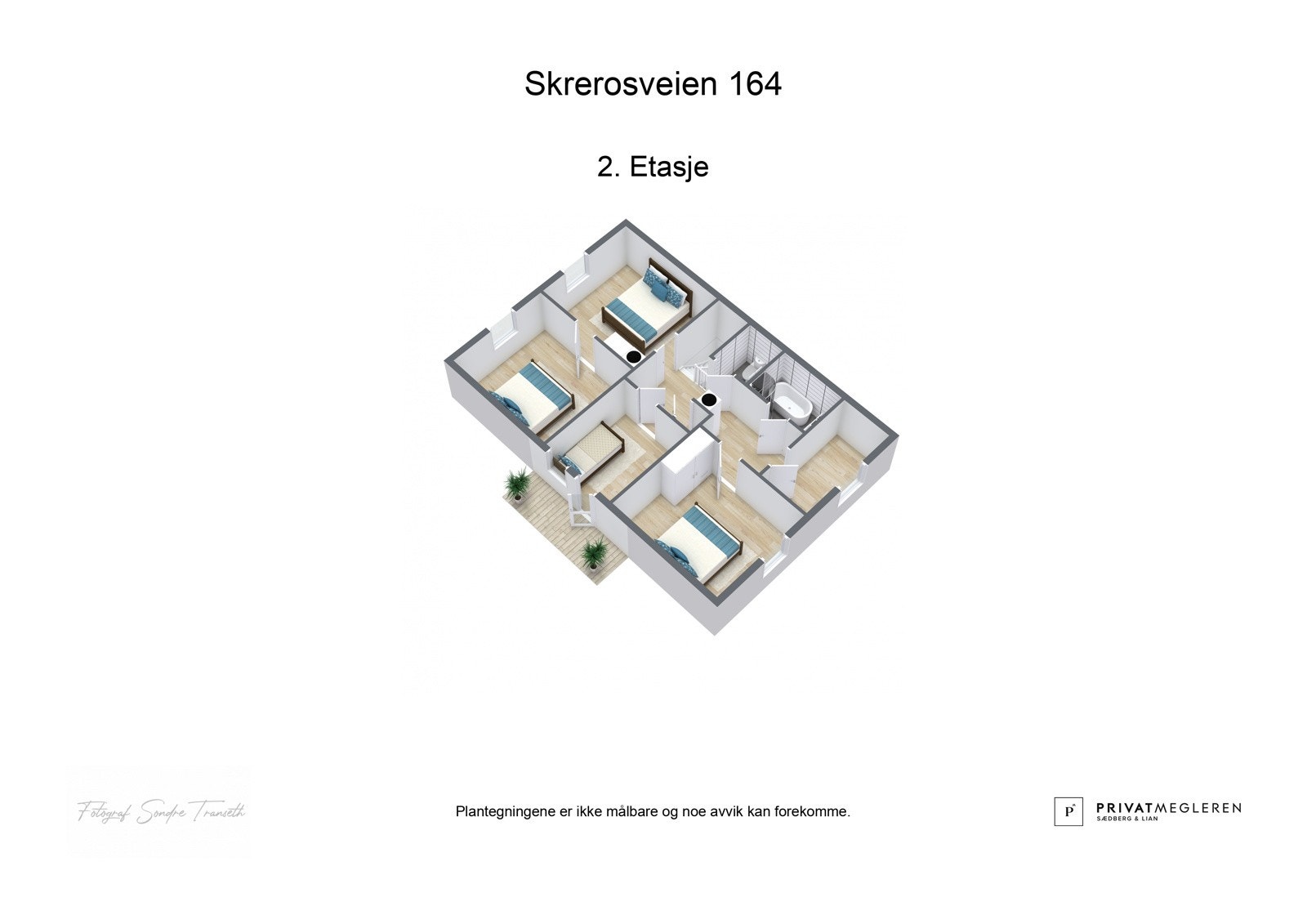 3D plantegning andre etasje, ikke målsatt - kun en illustrasjon Galleribilde