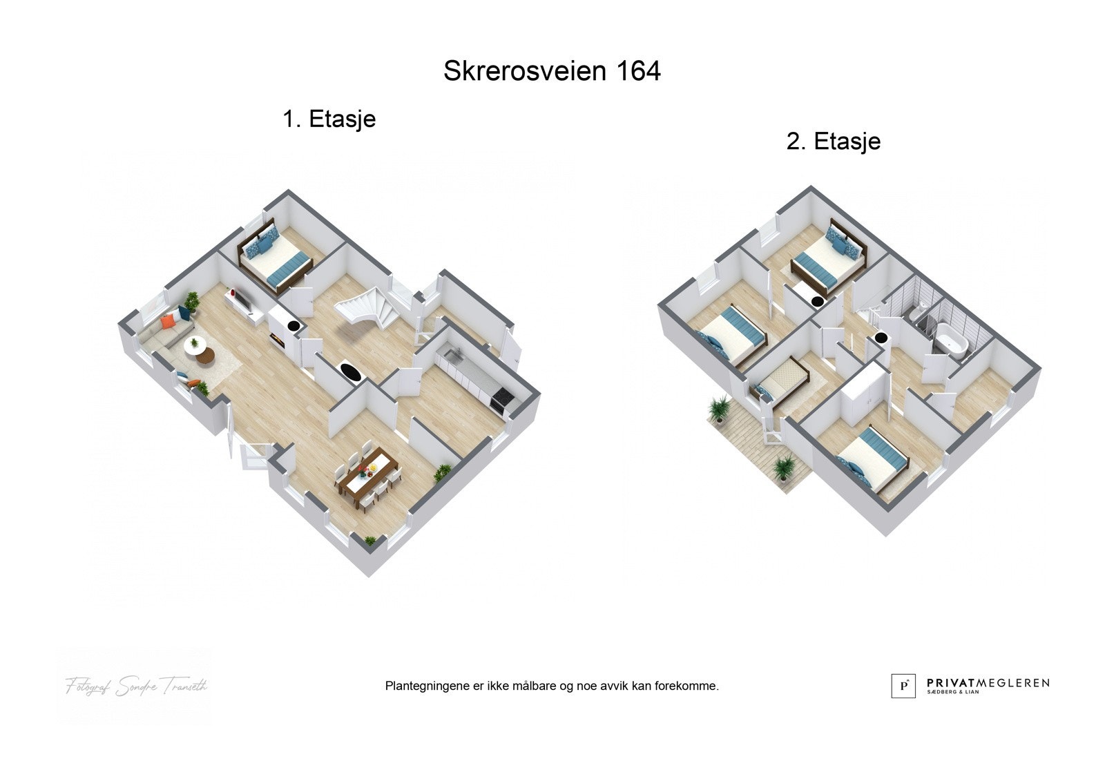 3D plantegning begge etasjer, ikke målsatt - kun en illustrasjon Galleribilde