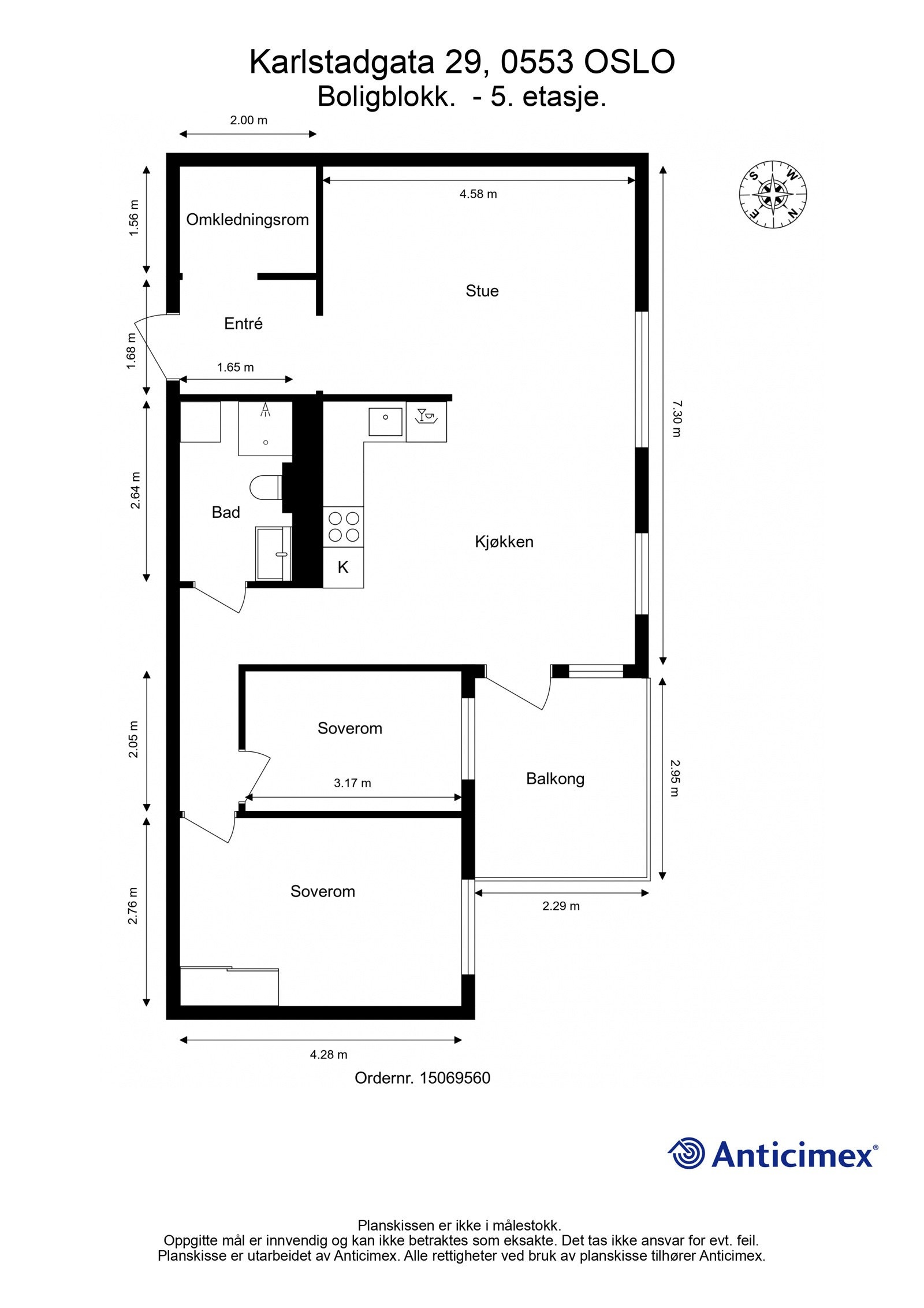 - Plantegning med mål Karlstadgata 29 - Galleribilde