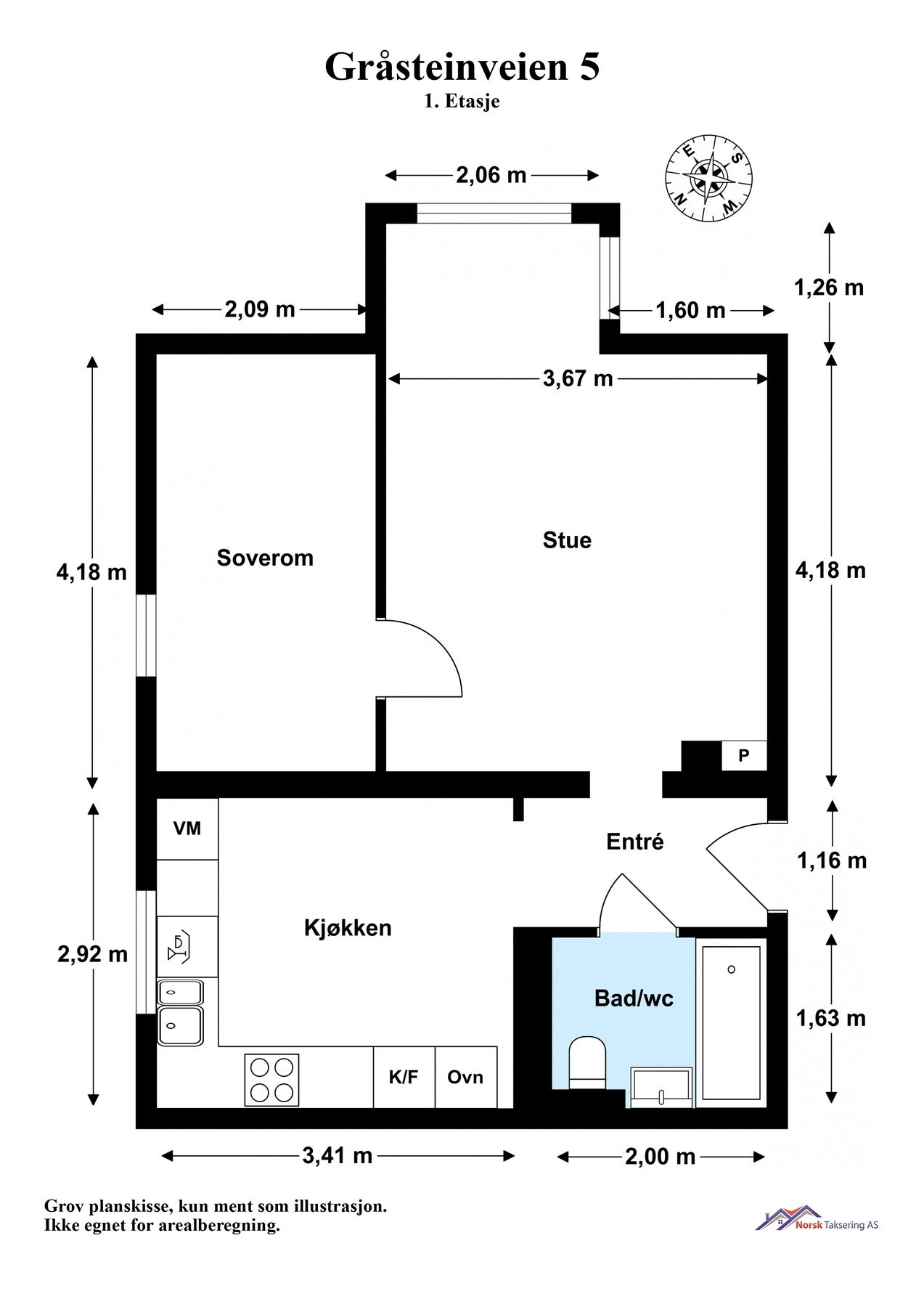 Med boligen følger en loftsbod med skråtak og gulvareal på ca. 12 m² og to kjellerboder på ca. 2,2 m² og 3,5 m² Galleribilde