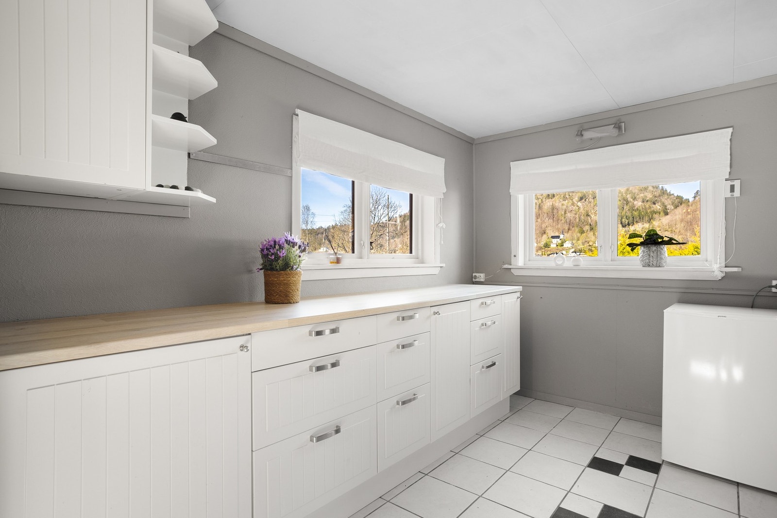 Opplegg for oppvaskmaskin og plass for frittstående hvitevarer. Galleribilde