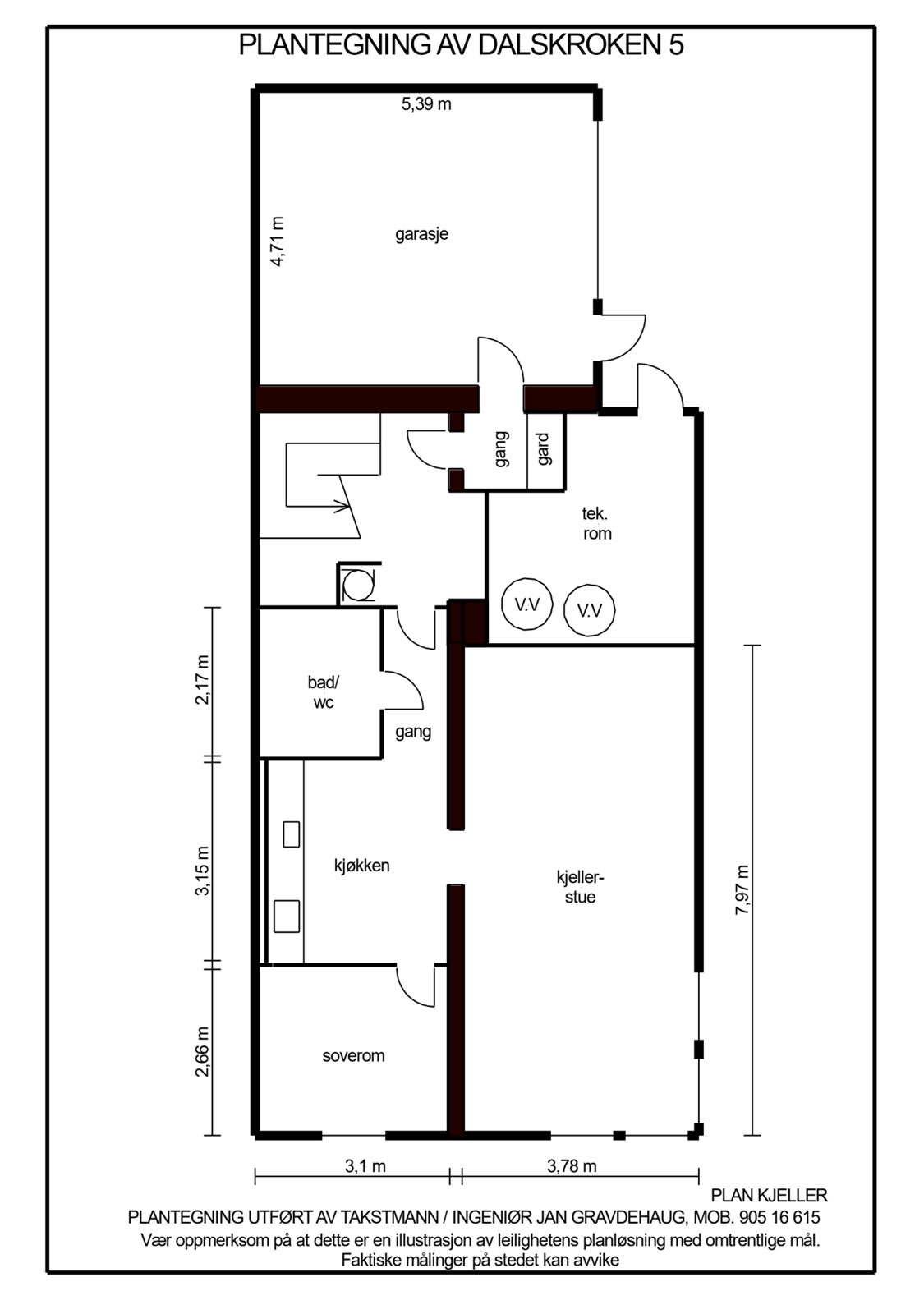 Planskisse u. etasje Galleribilde