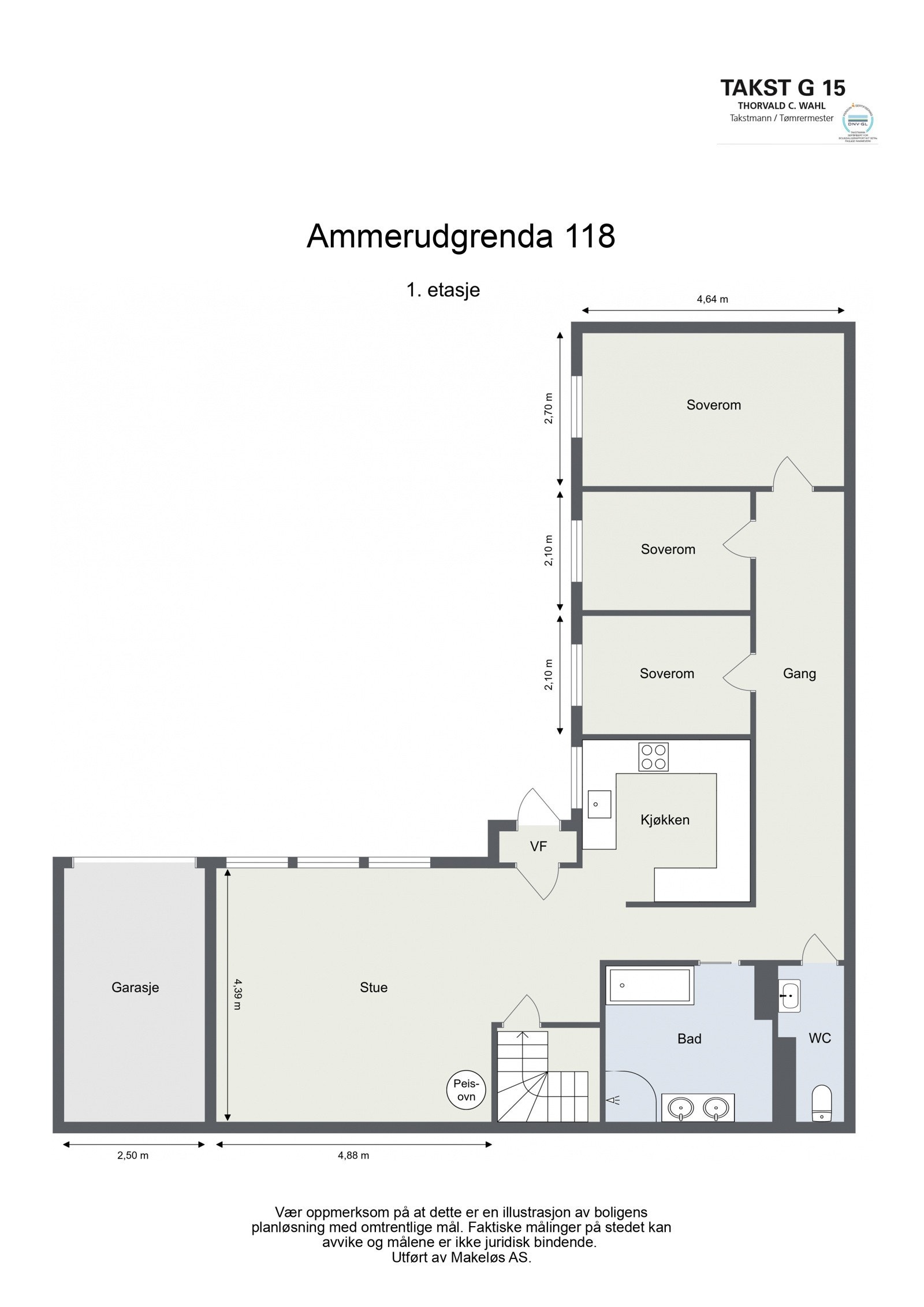 Hovedetasje, åpen og lys planløsning og garasje i tilknytning til huset. Galleribilde
