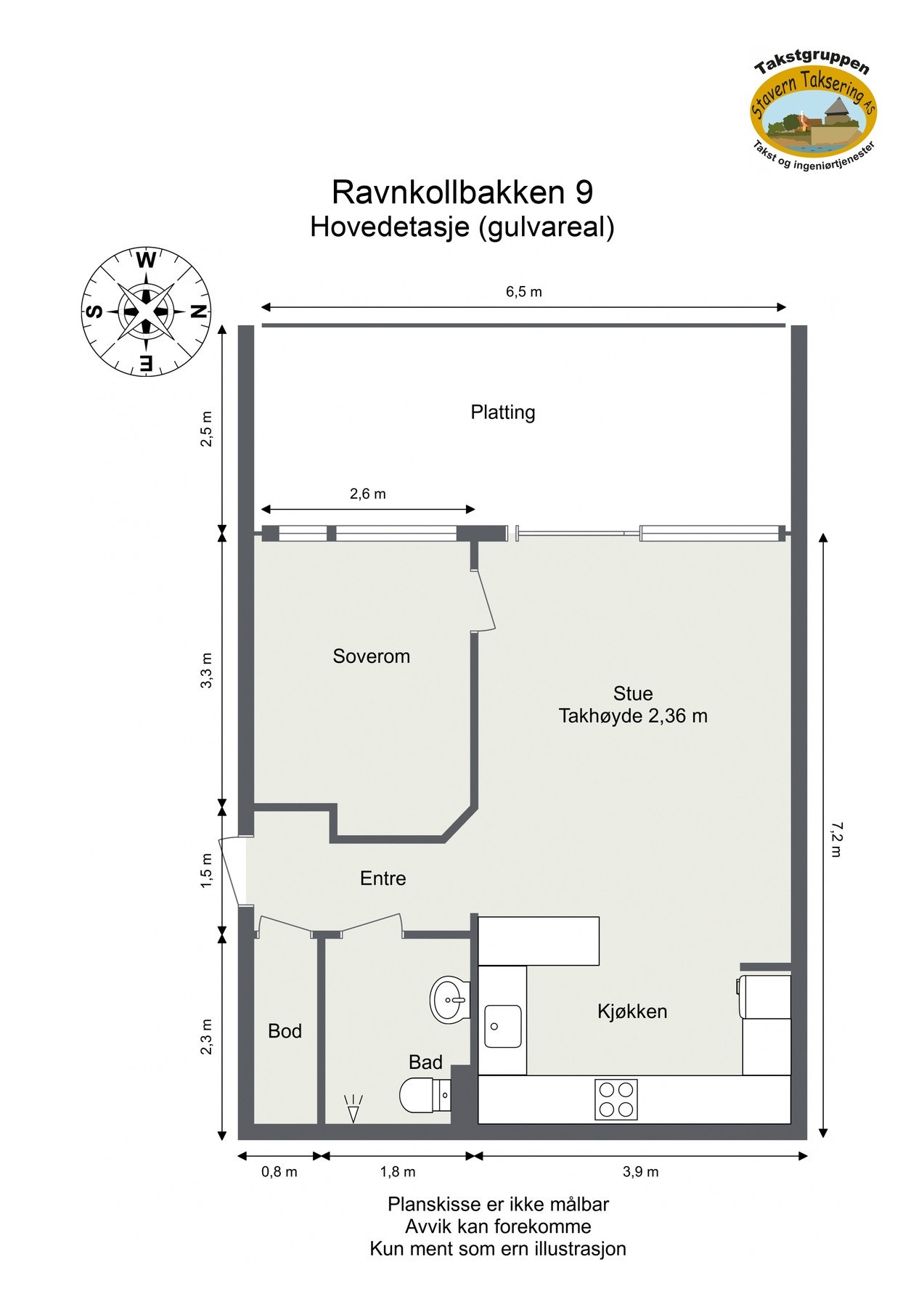 Målsatt plantegning. Galleribilde