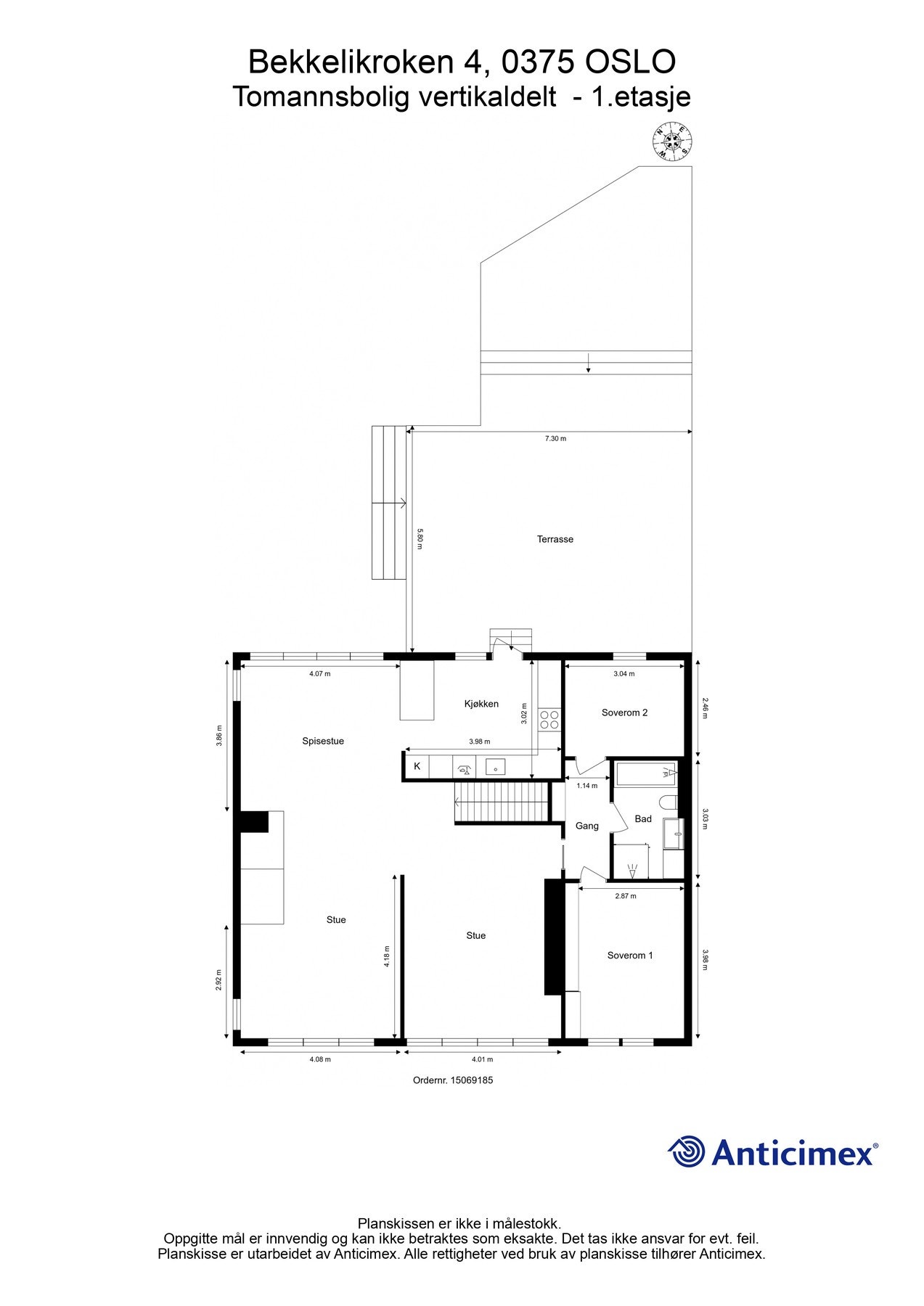 Plantegning 1. etasje. Hovedetasjen ble renovert i 2013 Galleribilde