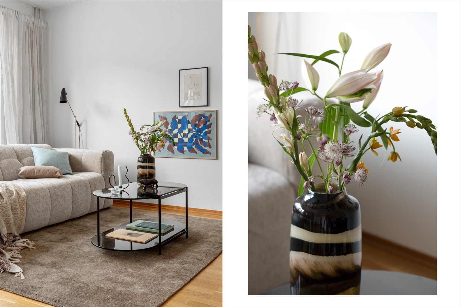 Stuen er av god størrelse og har plass til sofaløsning med tilhørende møblement Galleribilde